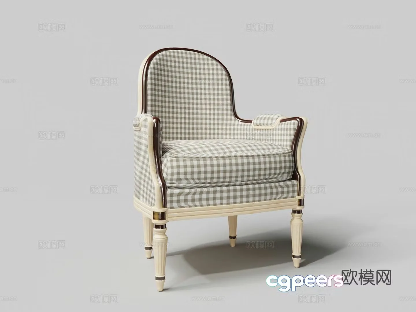 European-style striped cloth sofa single sofa 3d model