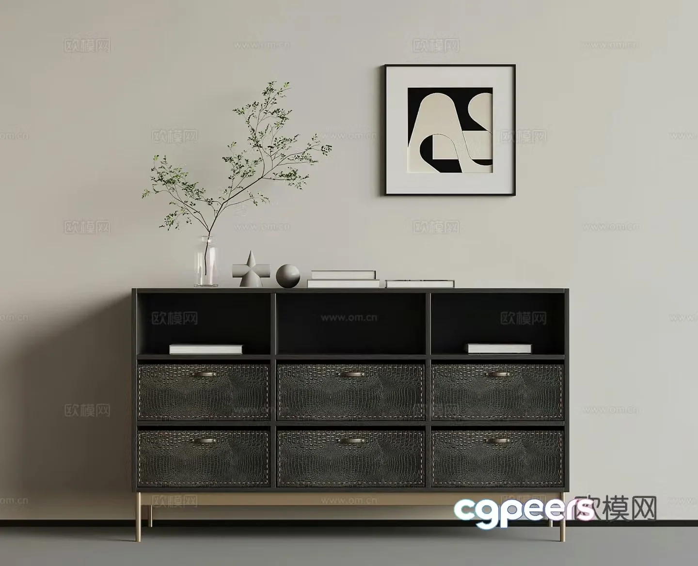Modern Italian side cabinet porch cabinet decorative cabinet 3D model