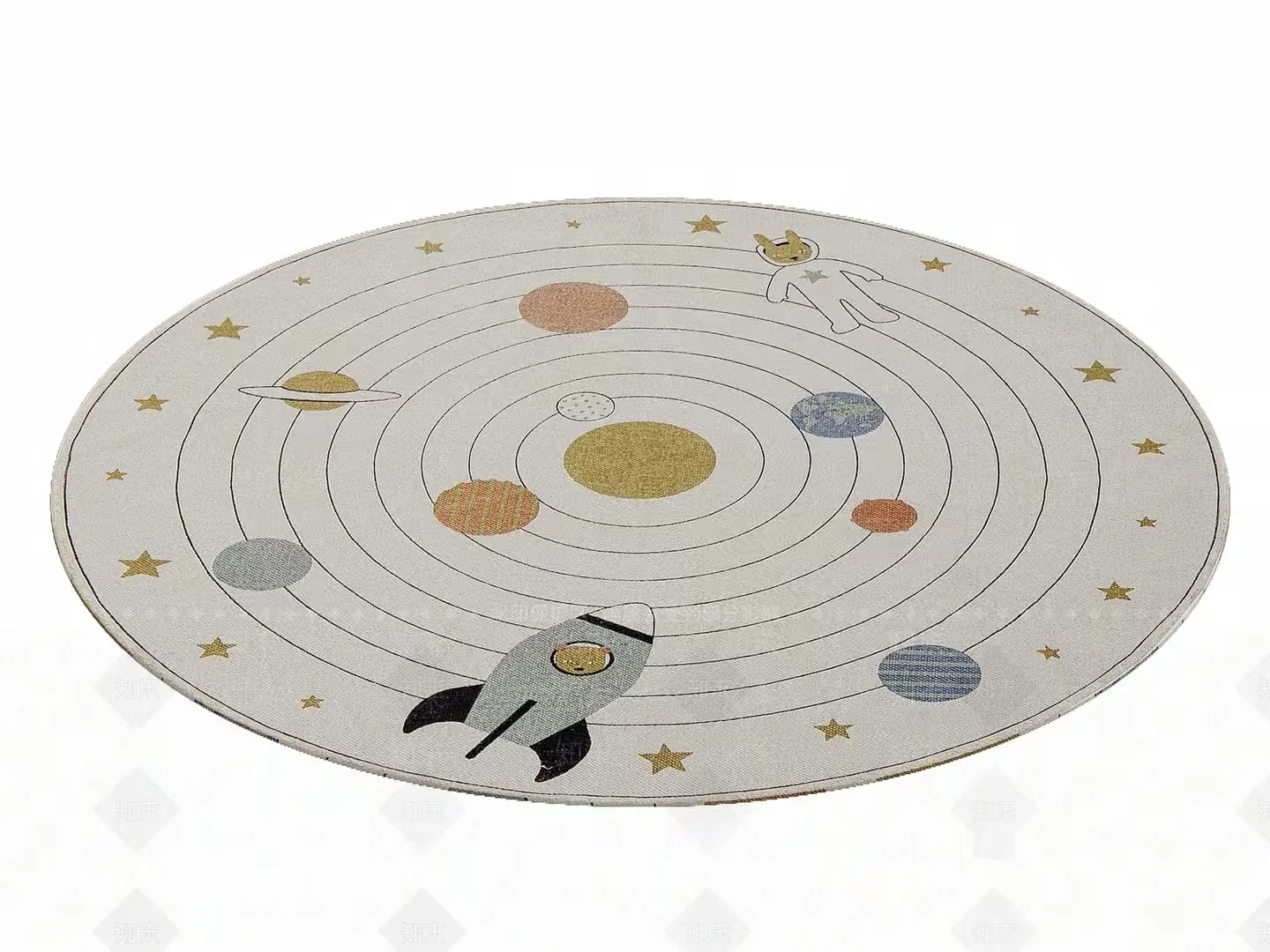 A Round Rug With A Space Theme 3D Model – 4698 – VRAY Render