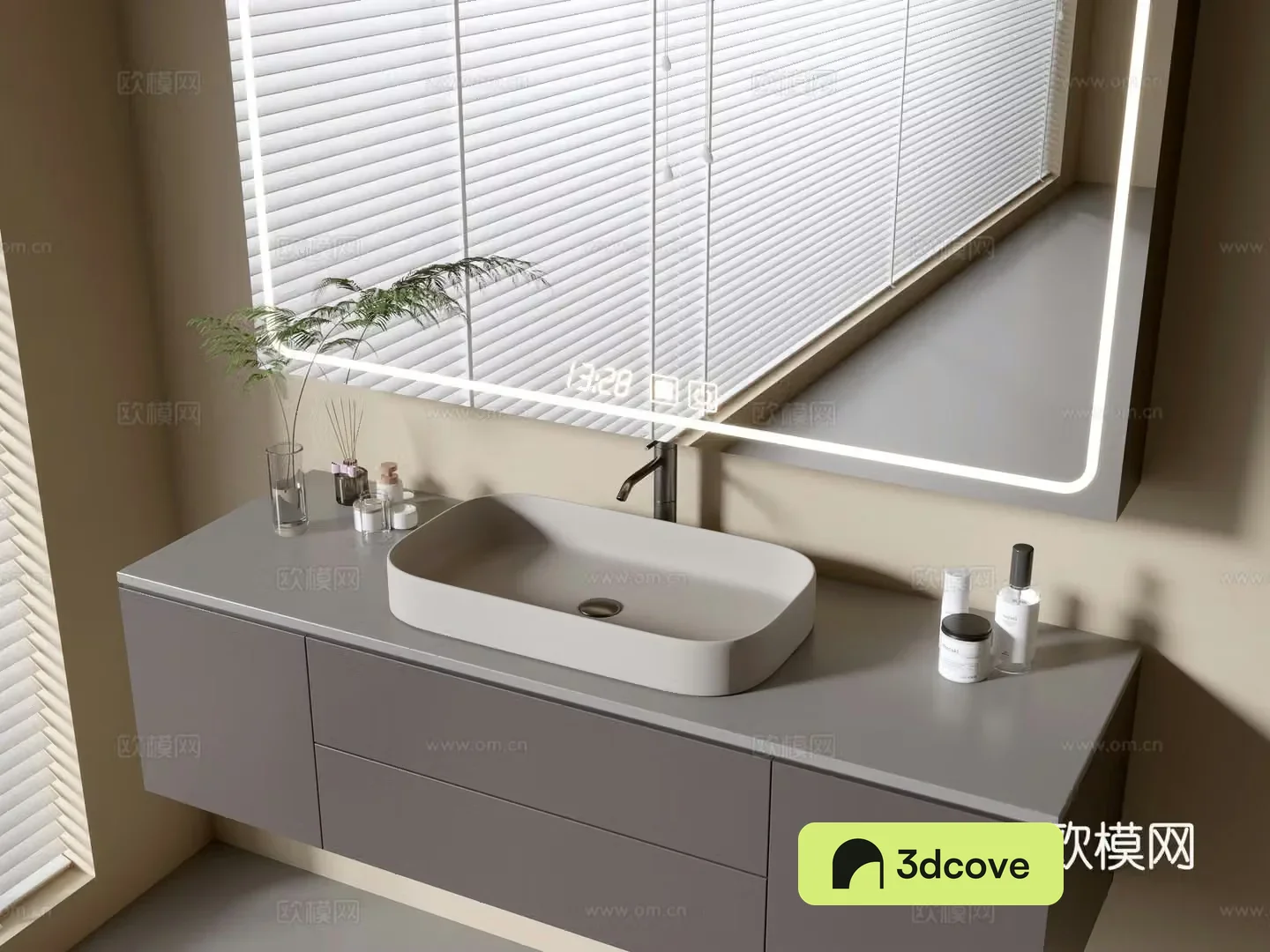Modern bathroom cabinet bathroom basin bathroom ornaments mirror cabinet sink