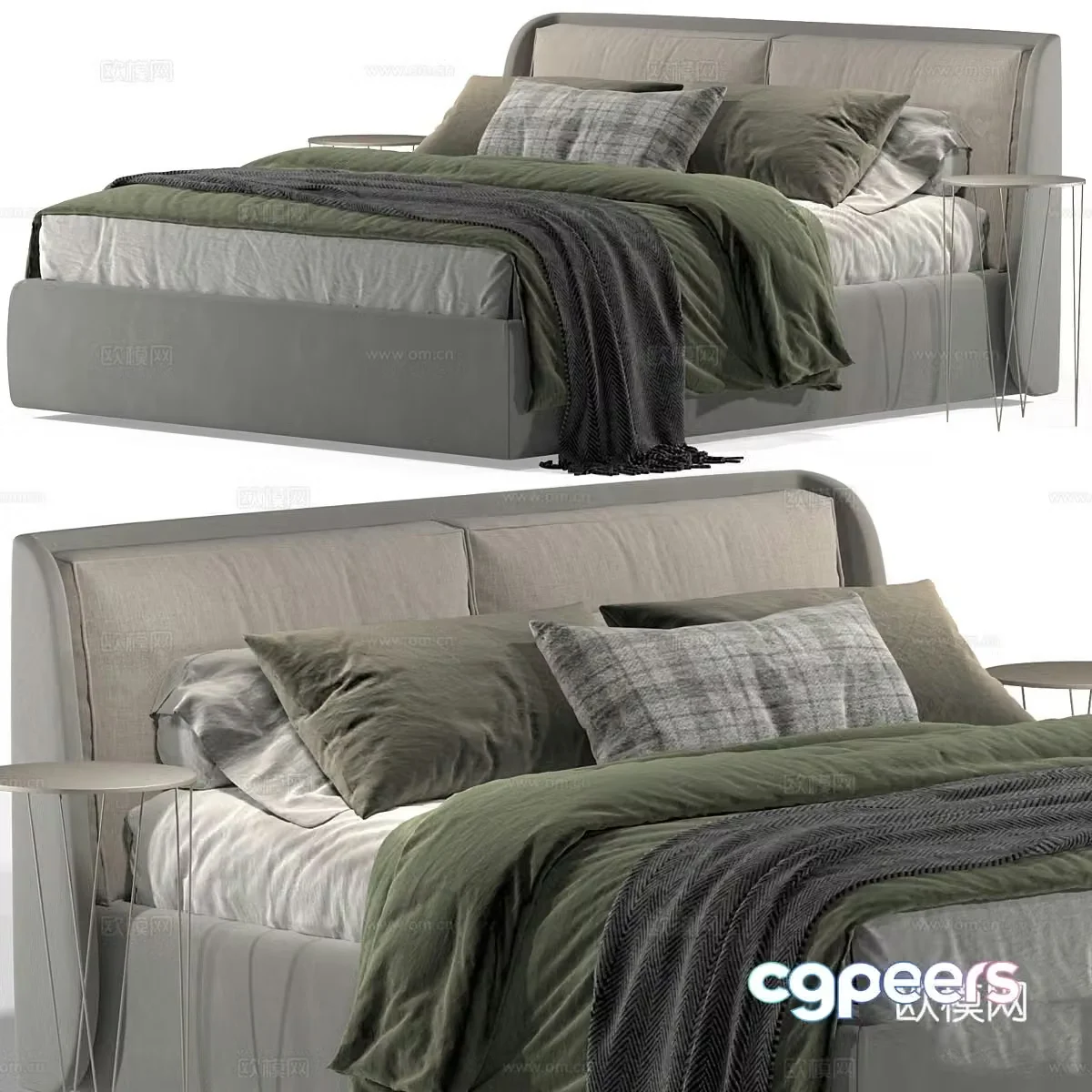 Modern Kevin Felis fabric double bed 3d model
