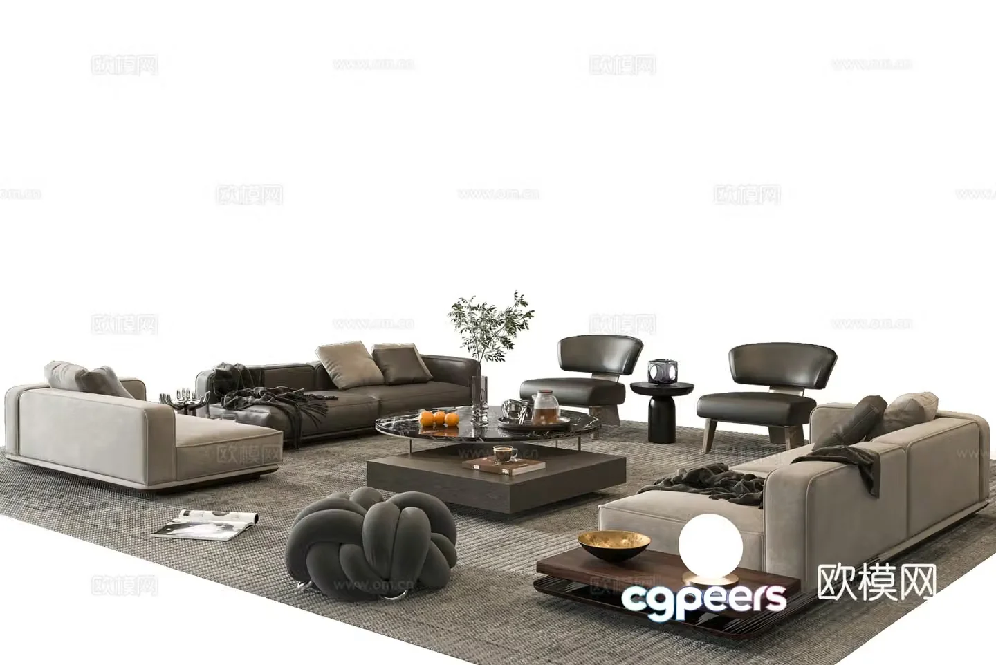 Italian sofa combination 3D model