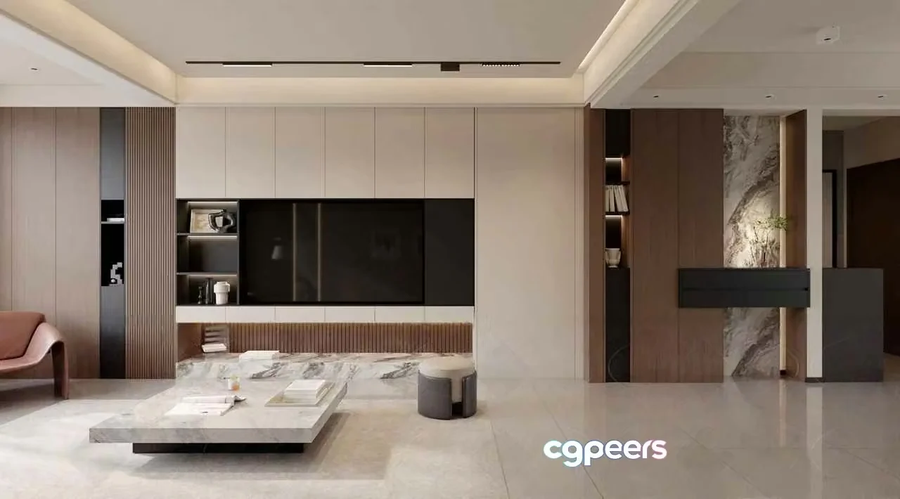 Modern Living Room 3D Model – 7201 – CORONA Render