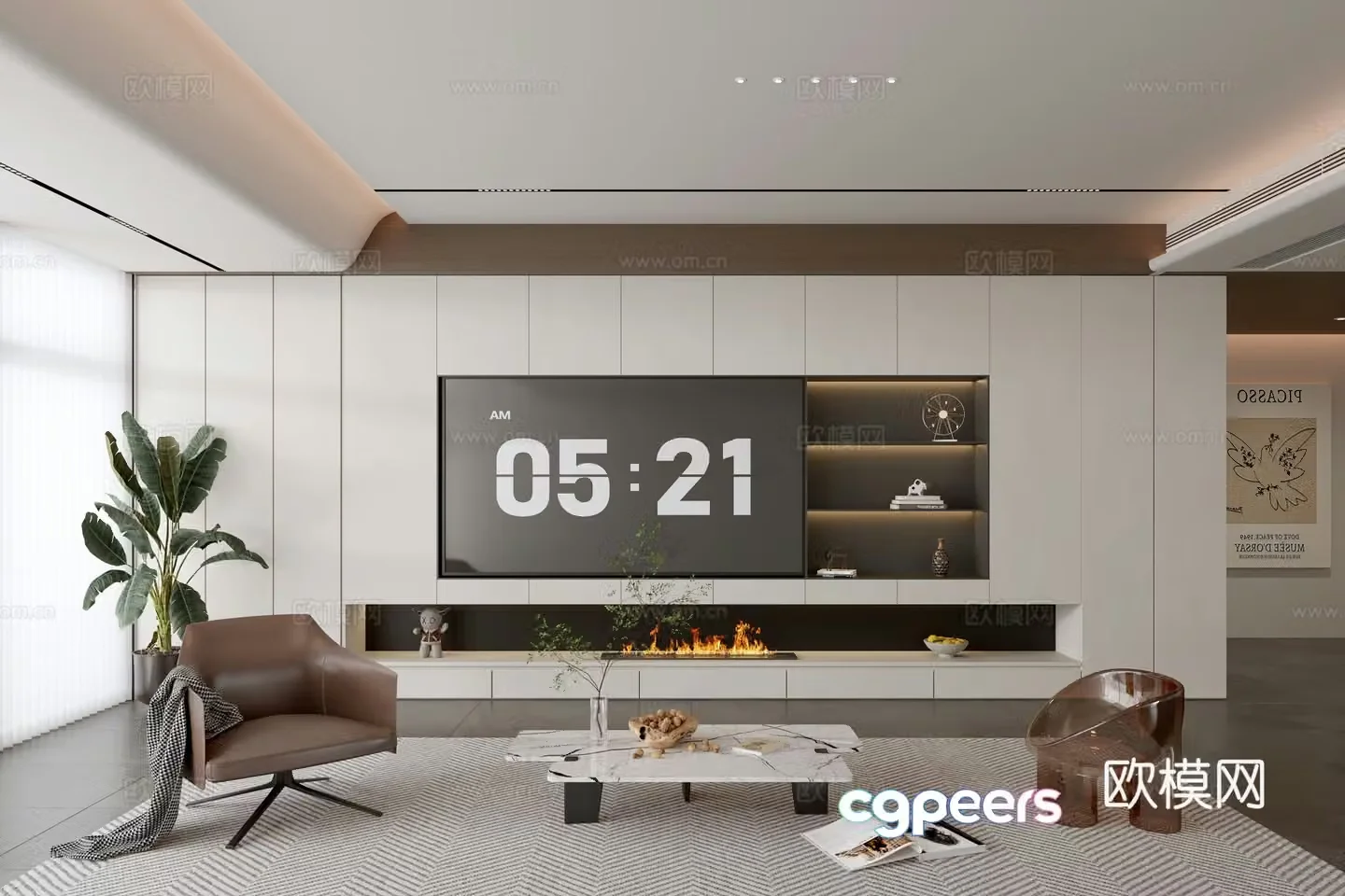 Modern TV wall whole wall cabinet integrated TV cabinet 3D model
