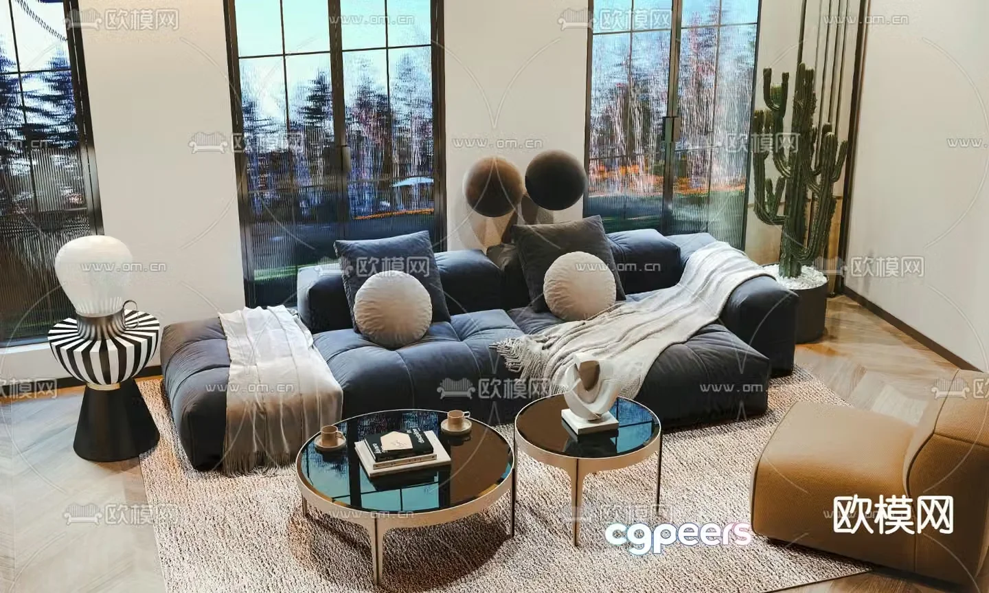 Light luxury modular sofa 3D model