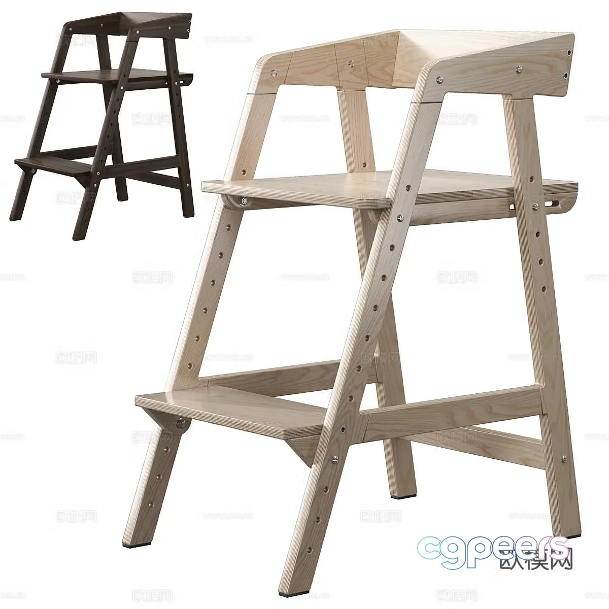 New Chinese style wooden children’s bench 3d model 3d model