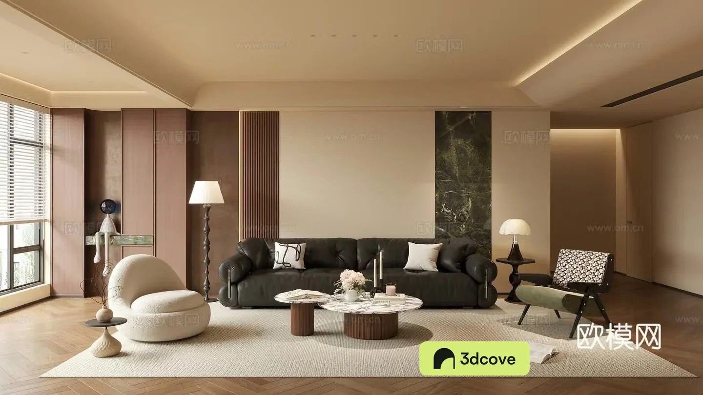 Middle-aged living room 3d model