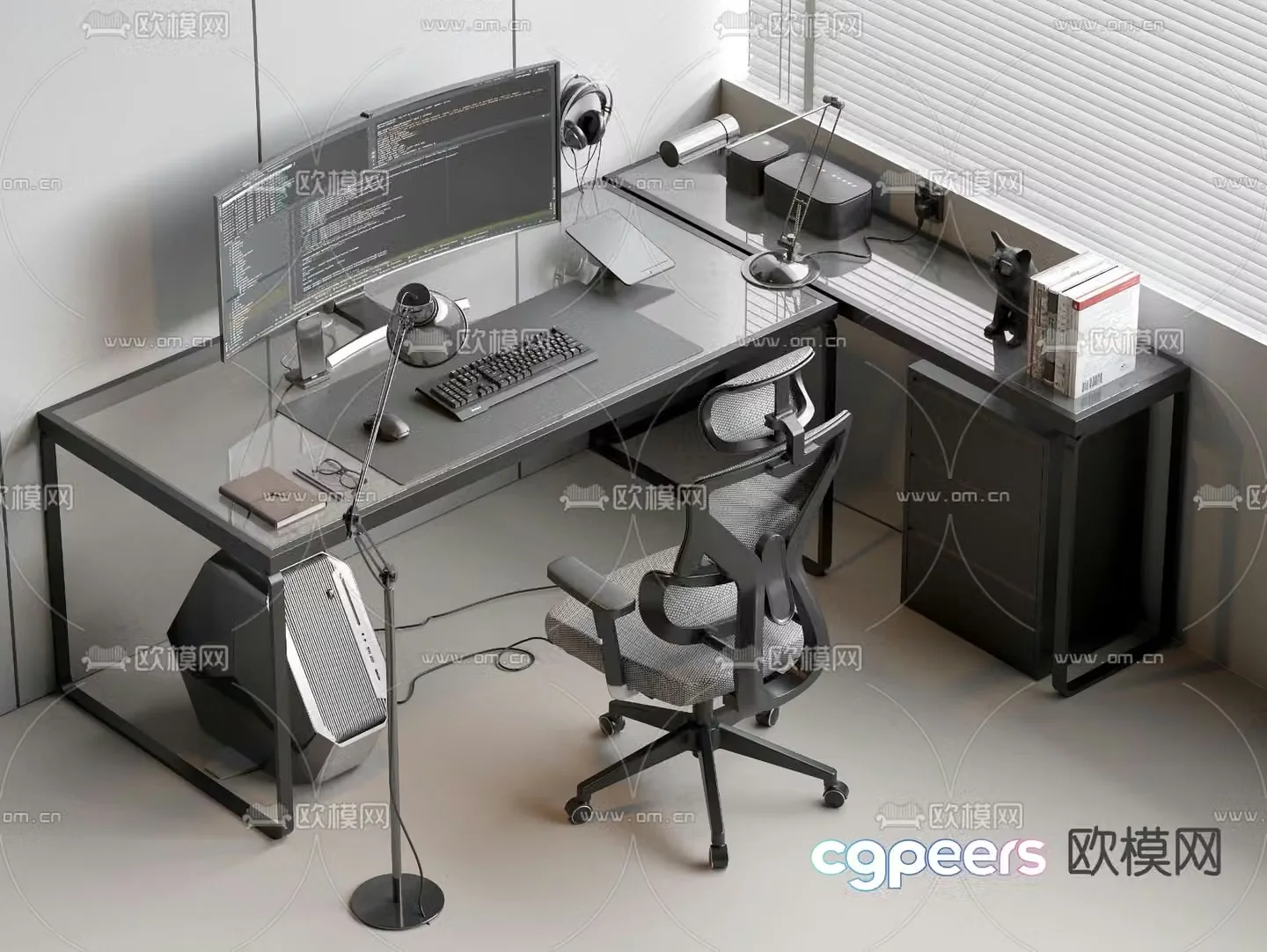 computer desk desk 3d model