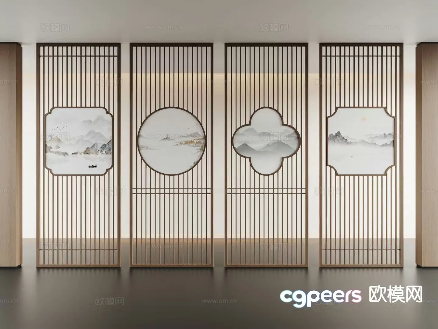 New Chinese-style screen partition 3D model