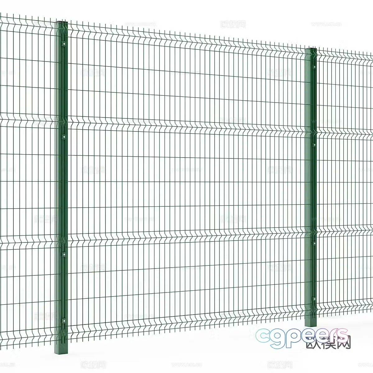 Barbed wire fence 3d model