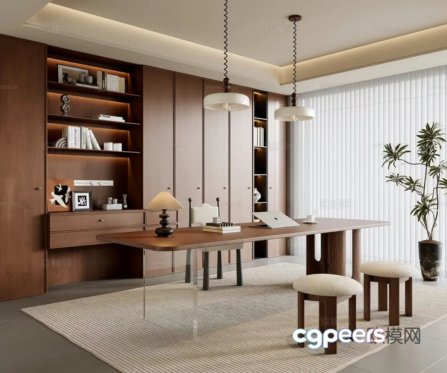 Middle-aged study room 3D model