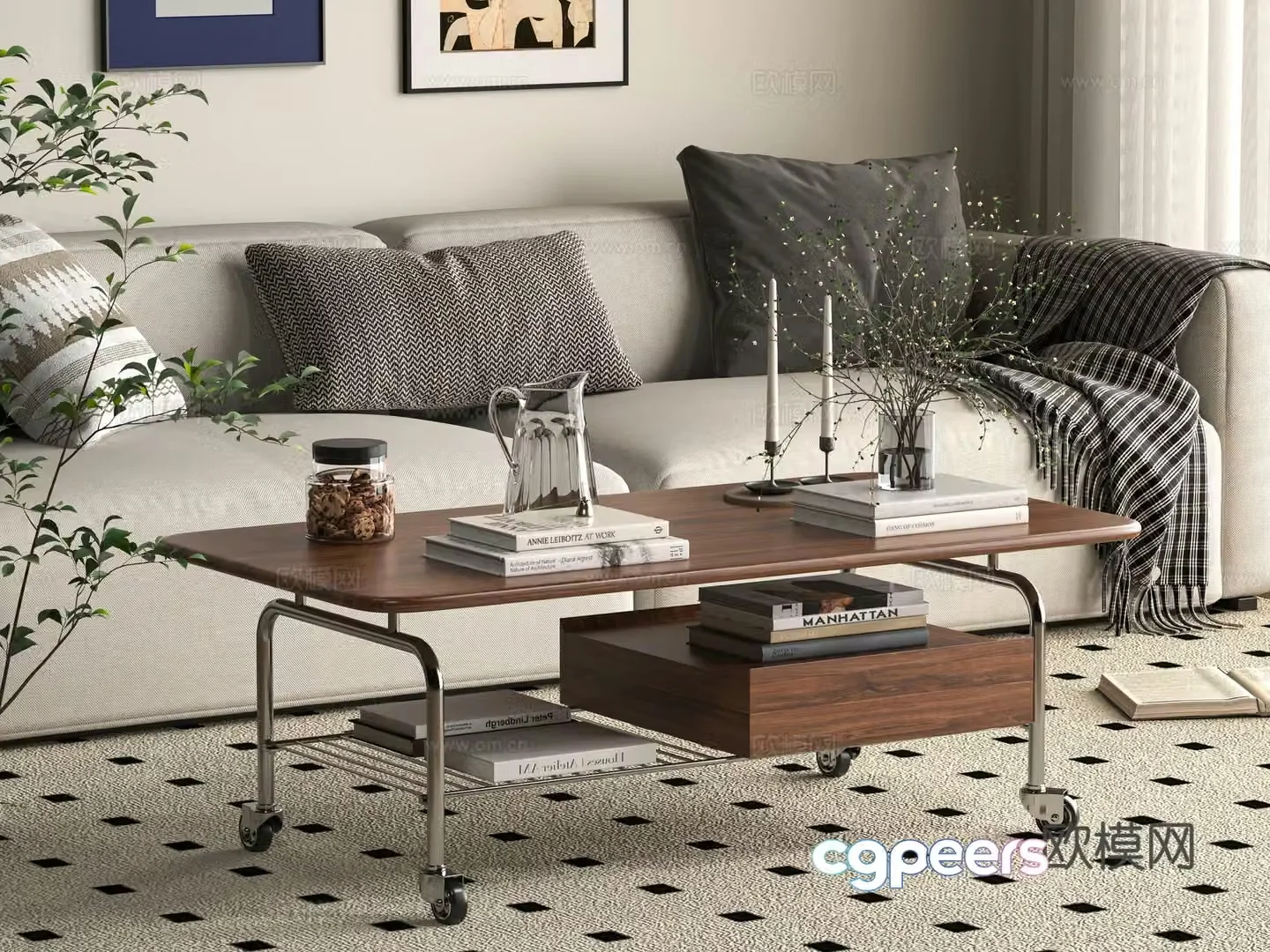 Medieval style mobile coffee table 3D model