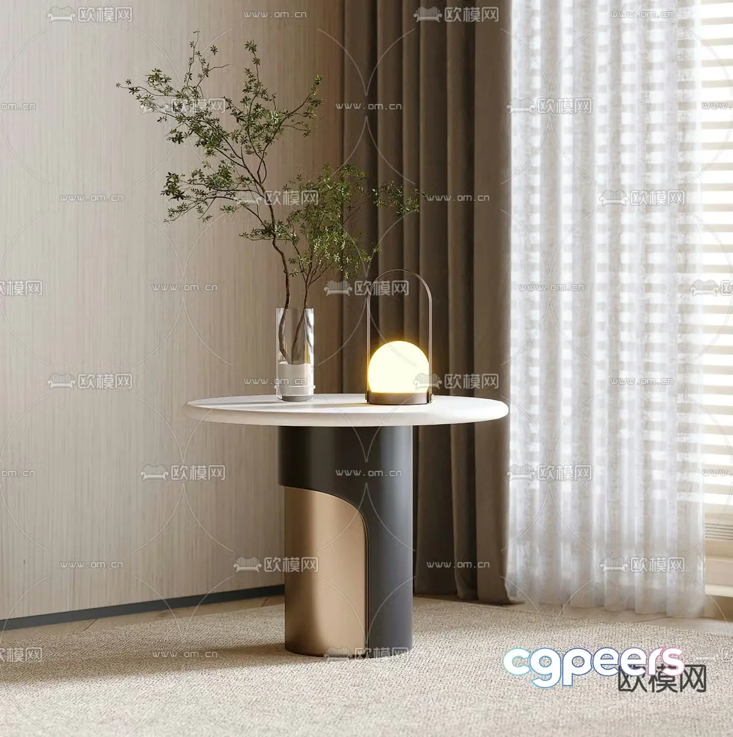 Modern side table corner table round table 3D model