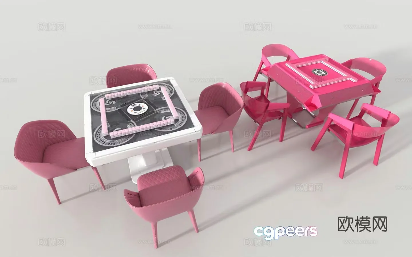 Internet celebrity chess and card table mahjong table 3d model