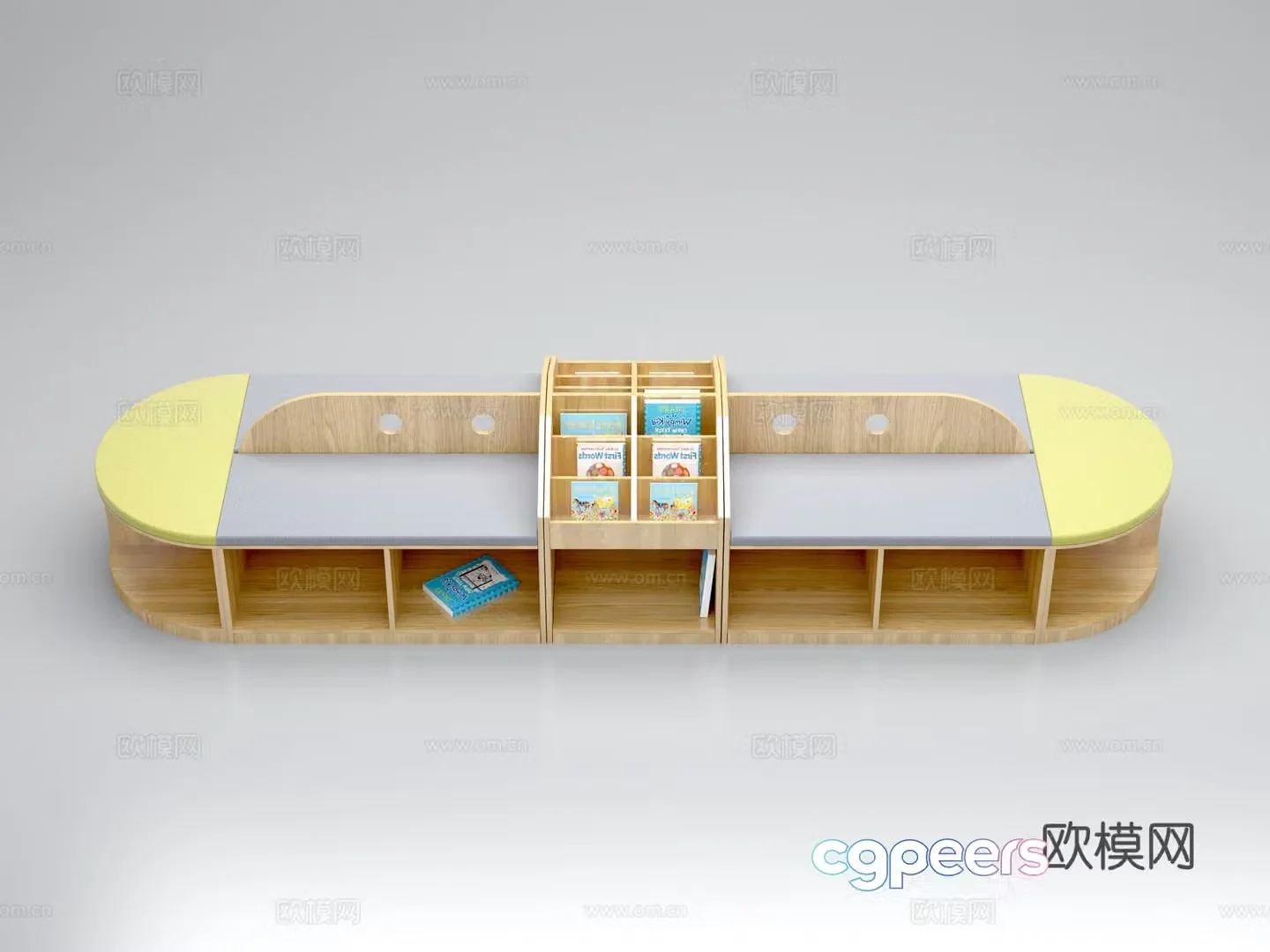 Reading room table chair cabinet 3d model