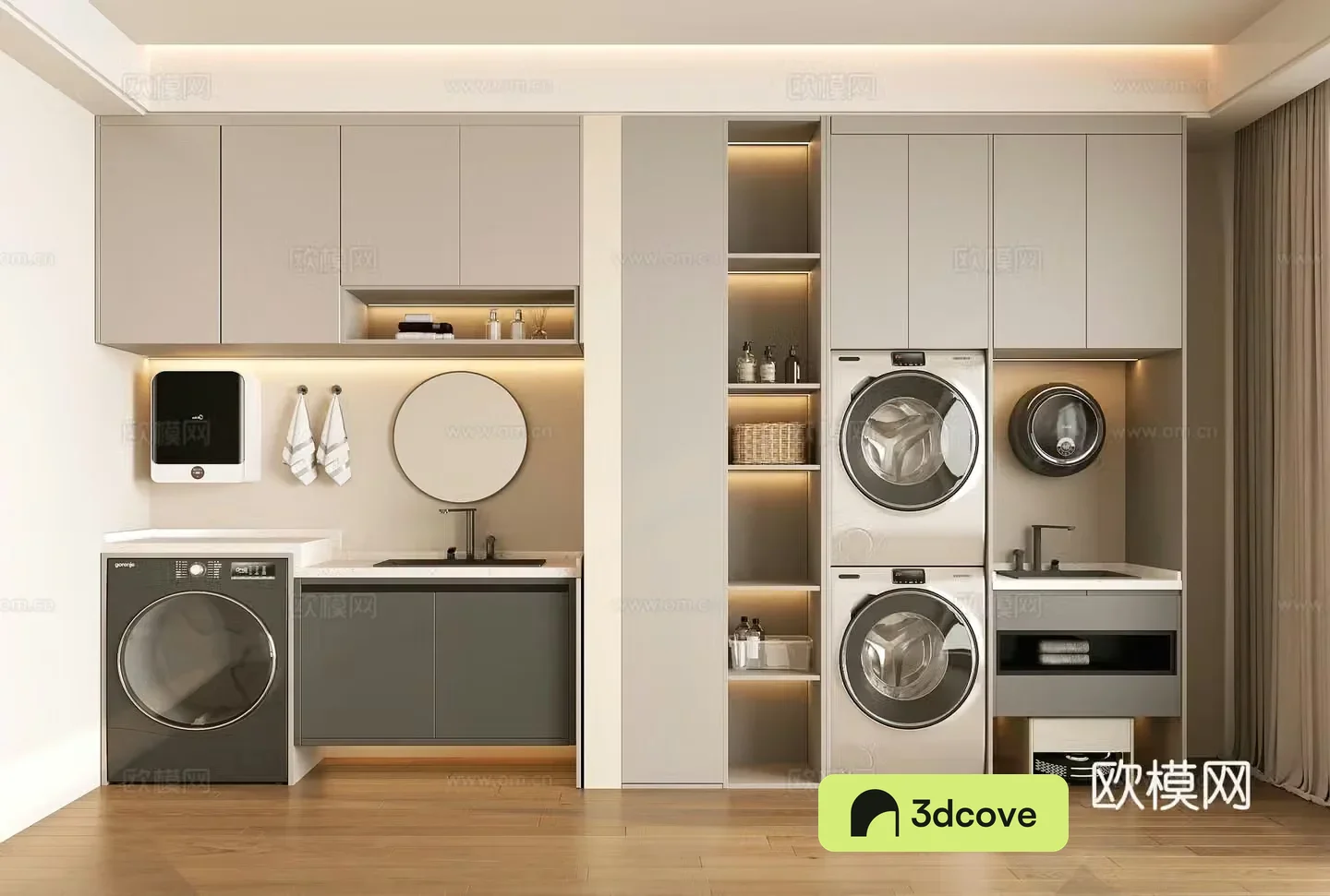 Modern washing machine cabinet Balcony washing machine cabinet Washing table Sweeping robot Washing machine Drying