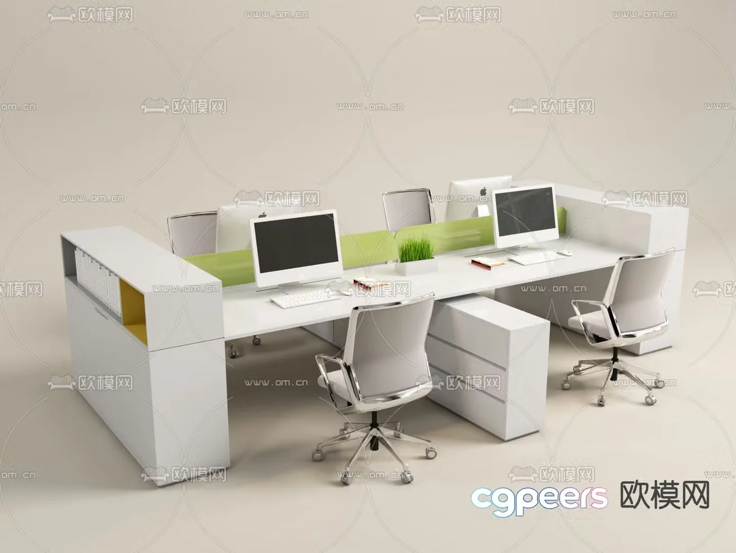 Office desk and chair position work station card position 3d model