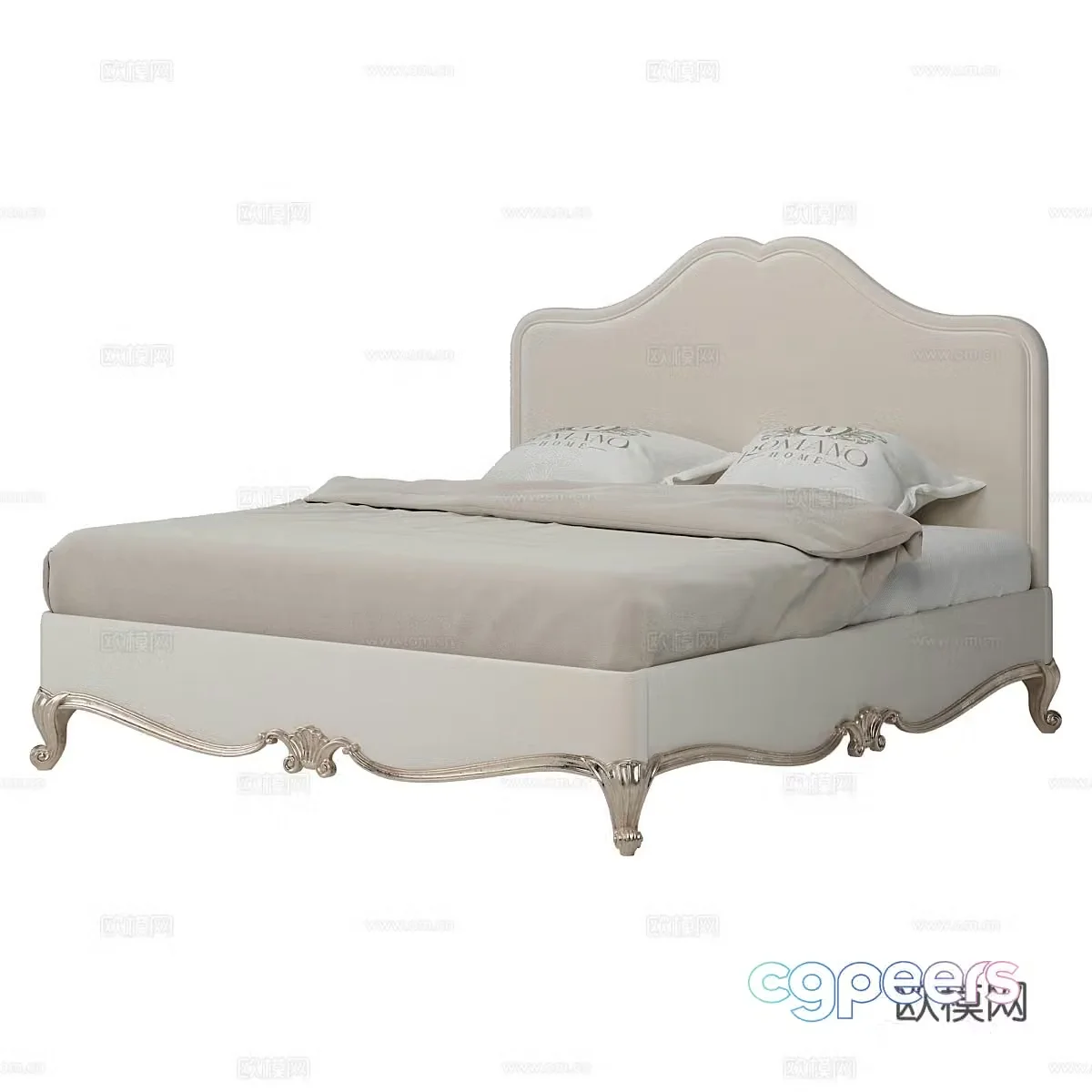 Nordic simple double bed double bed simple bed pillow 3d model