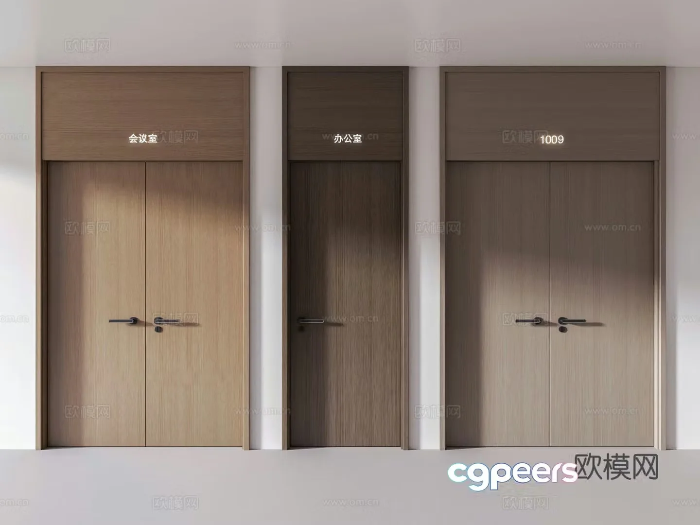 Conference room door double-open door ceiling door wooden door office door 3d model