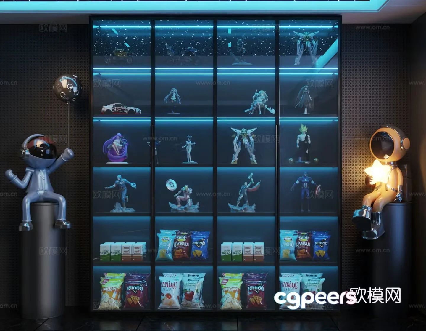 Modern cartoon character display cabinet 3d model