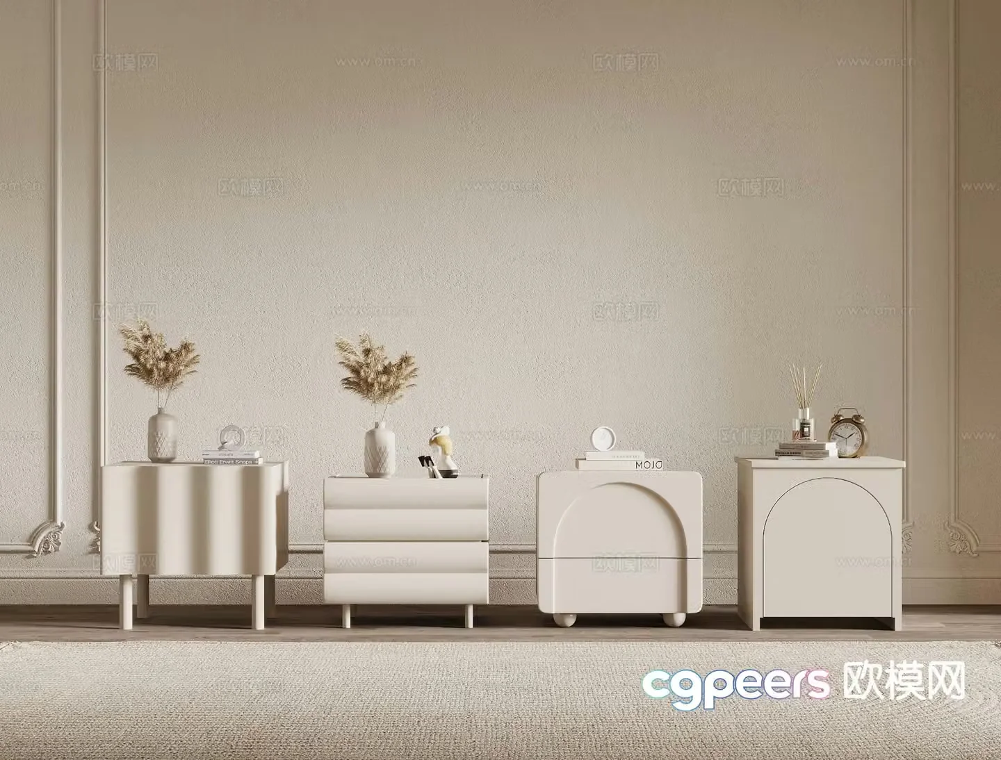 Cream style bedside table 3d model