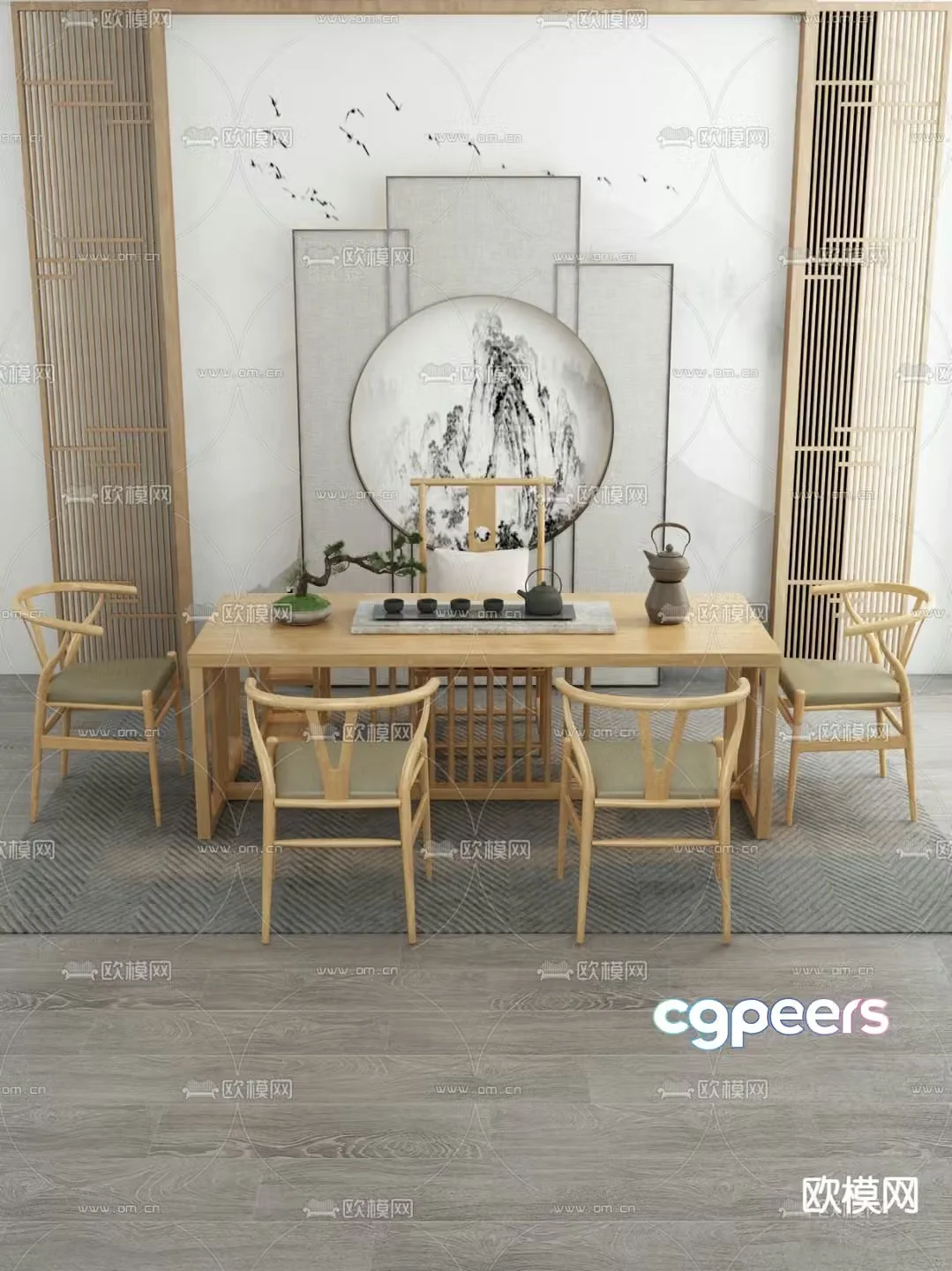 Chinese tea table tea table 3d model
