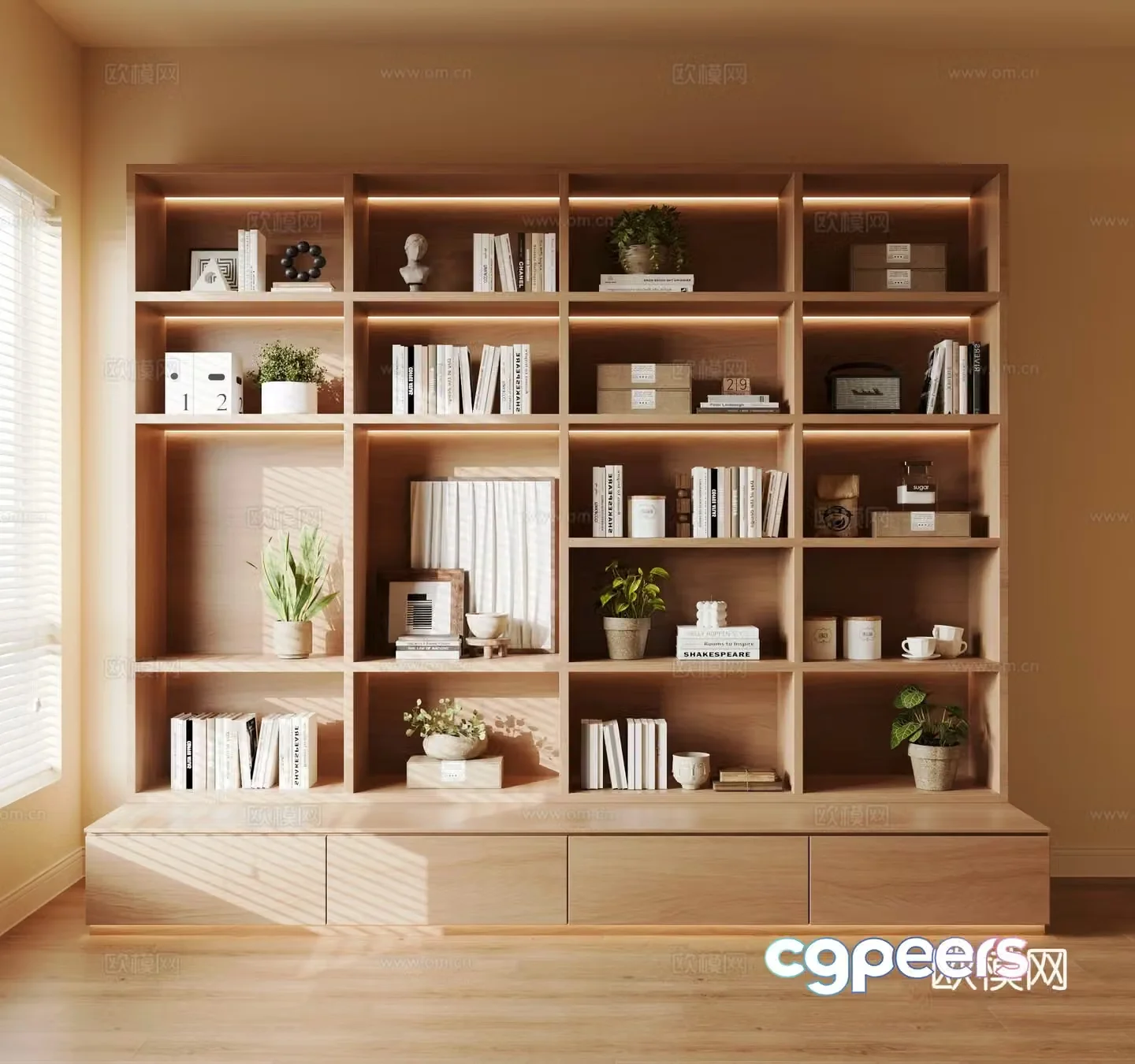 Modern medieval style bookcase 3d model