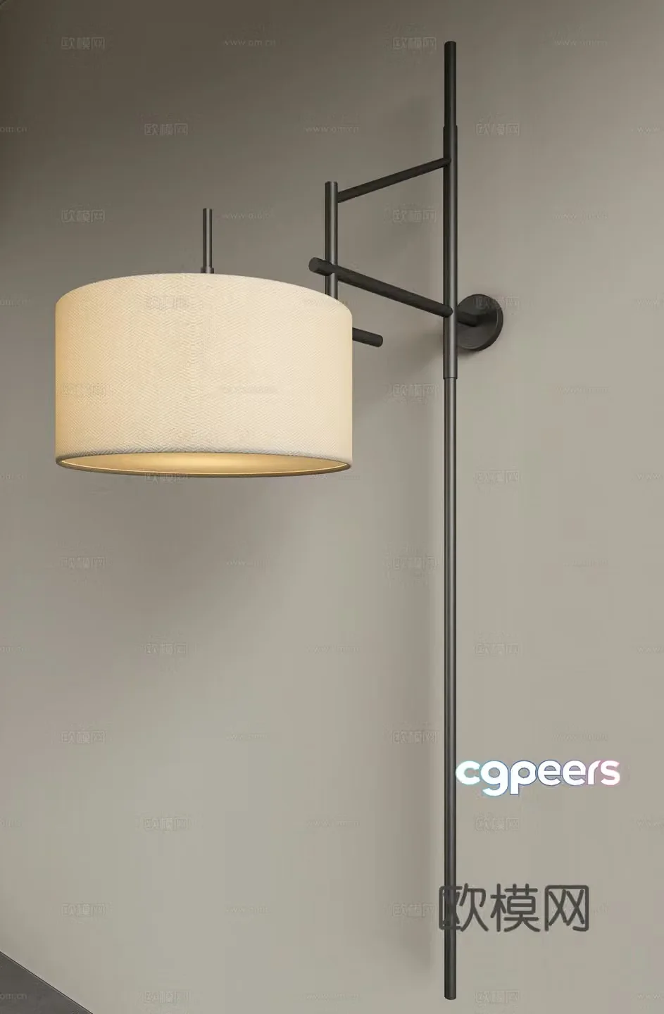 New Chinese style bedside wall lamp study wall lamp living room wall lamp long strip wall lamp large wall lamp 3D model