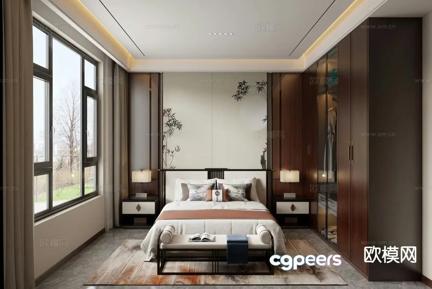 New Chinese style bedroom master bedroom 3d model