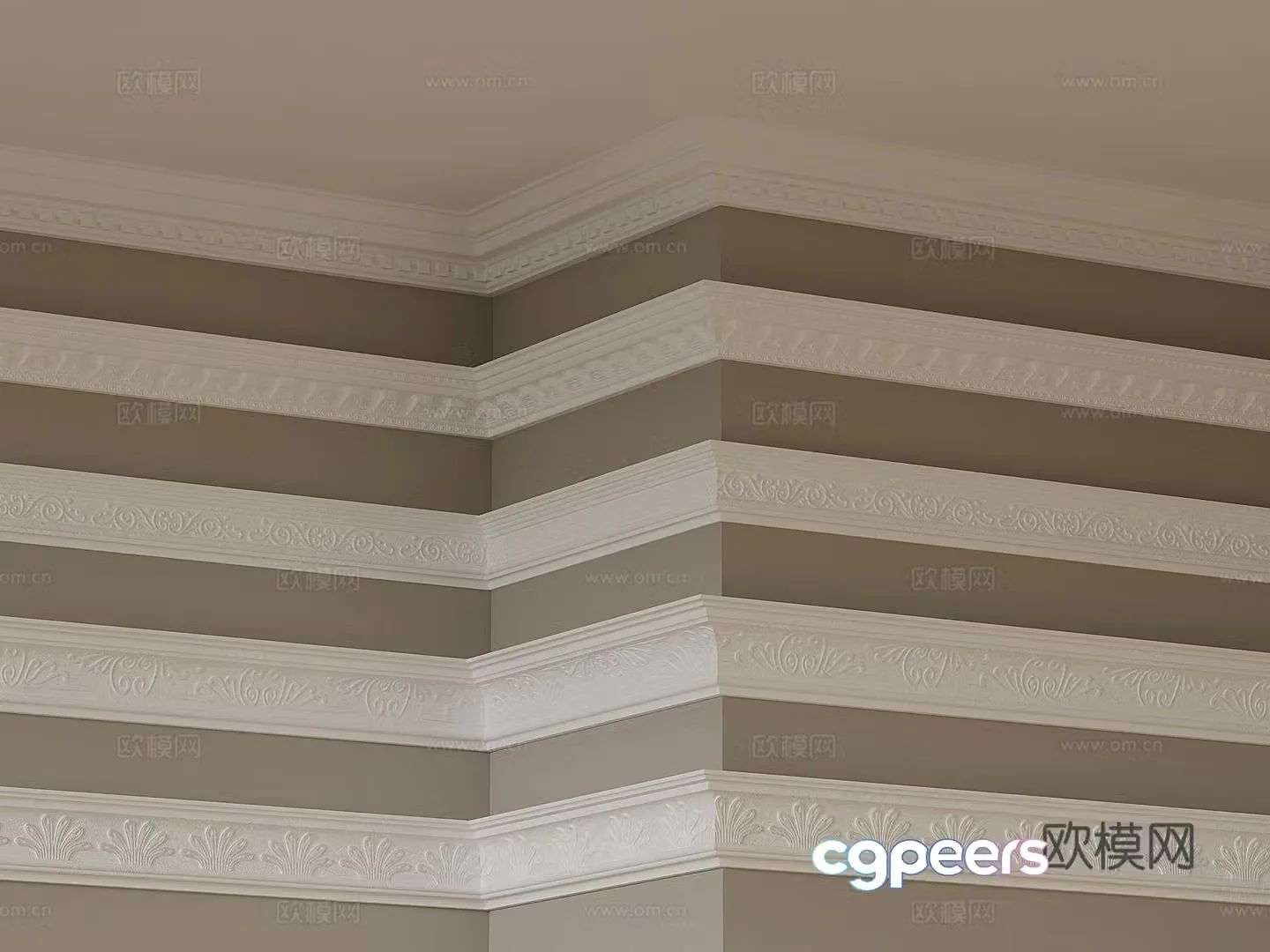 15 French gypsum line top corner line 3d model