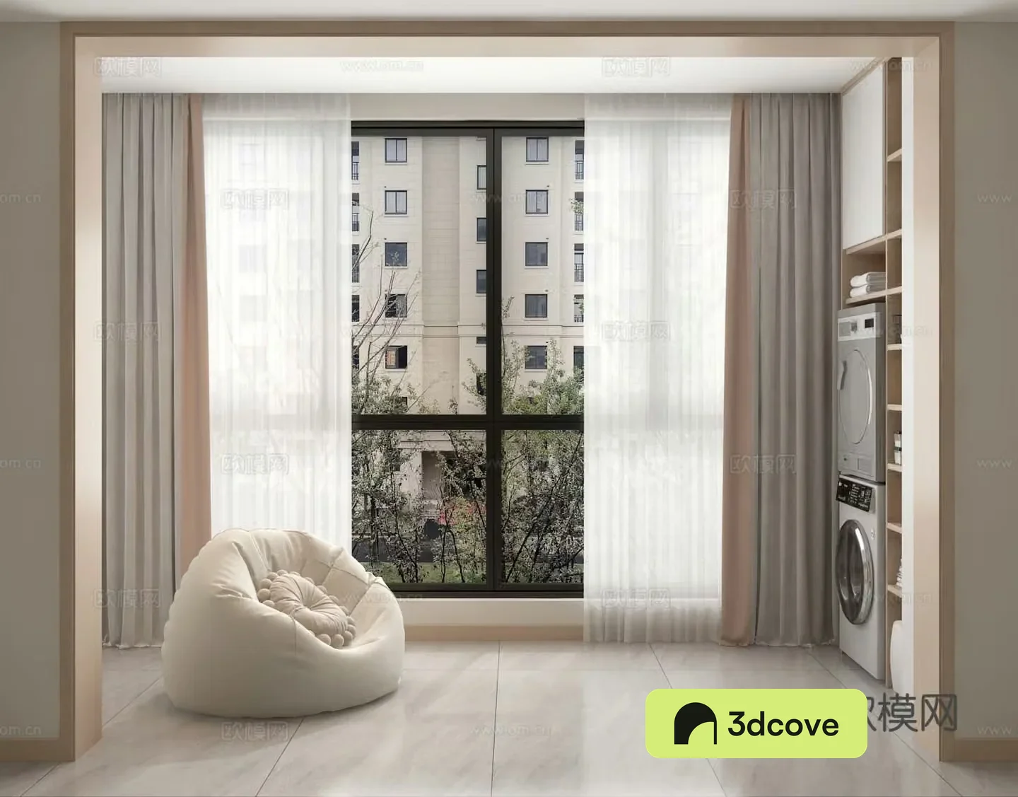 Modern balcony lazy sofa washing machine curtain