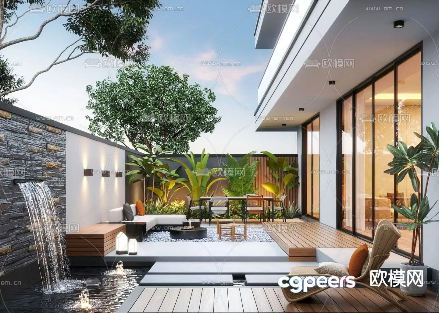 Modern courtyard landscape 3d model