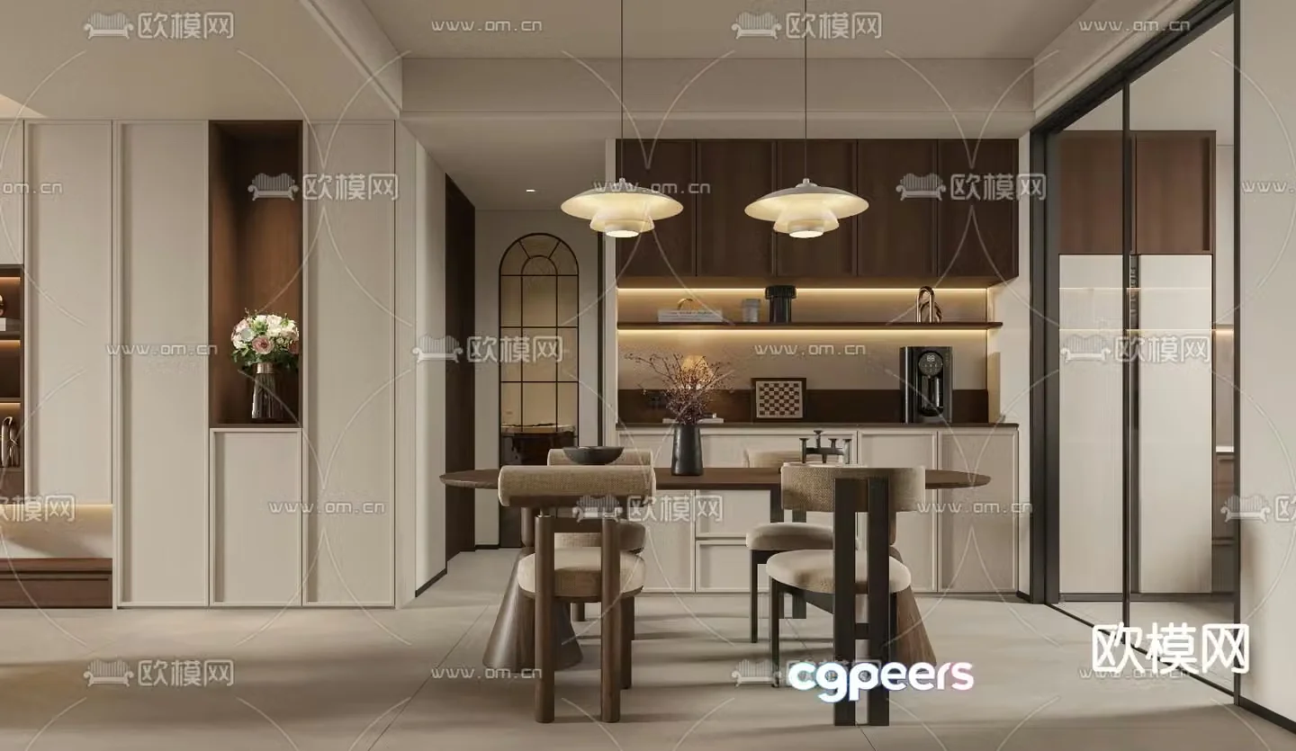 3D model of medieval style living room restaurant