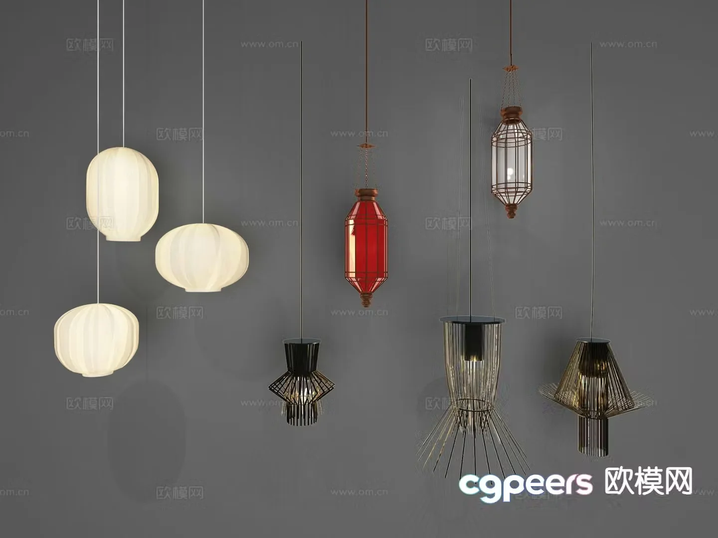 New Chinese style chandelier wooden small chandelier 3d model