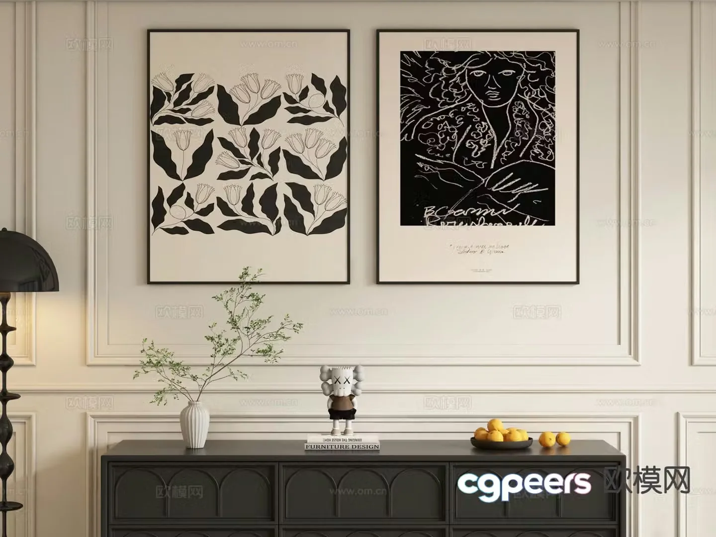 Modern decorative painting hanging painting 3d model