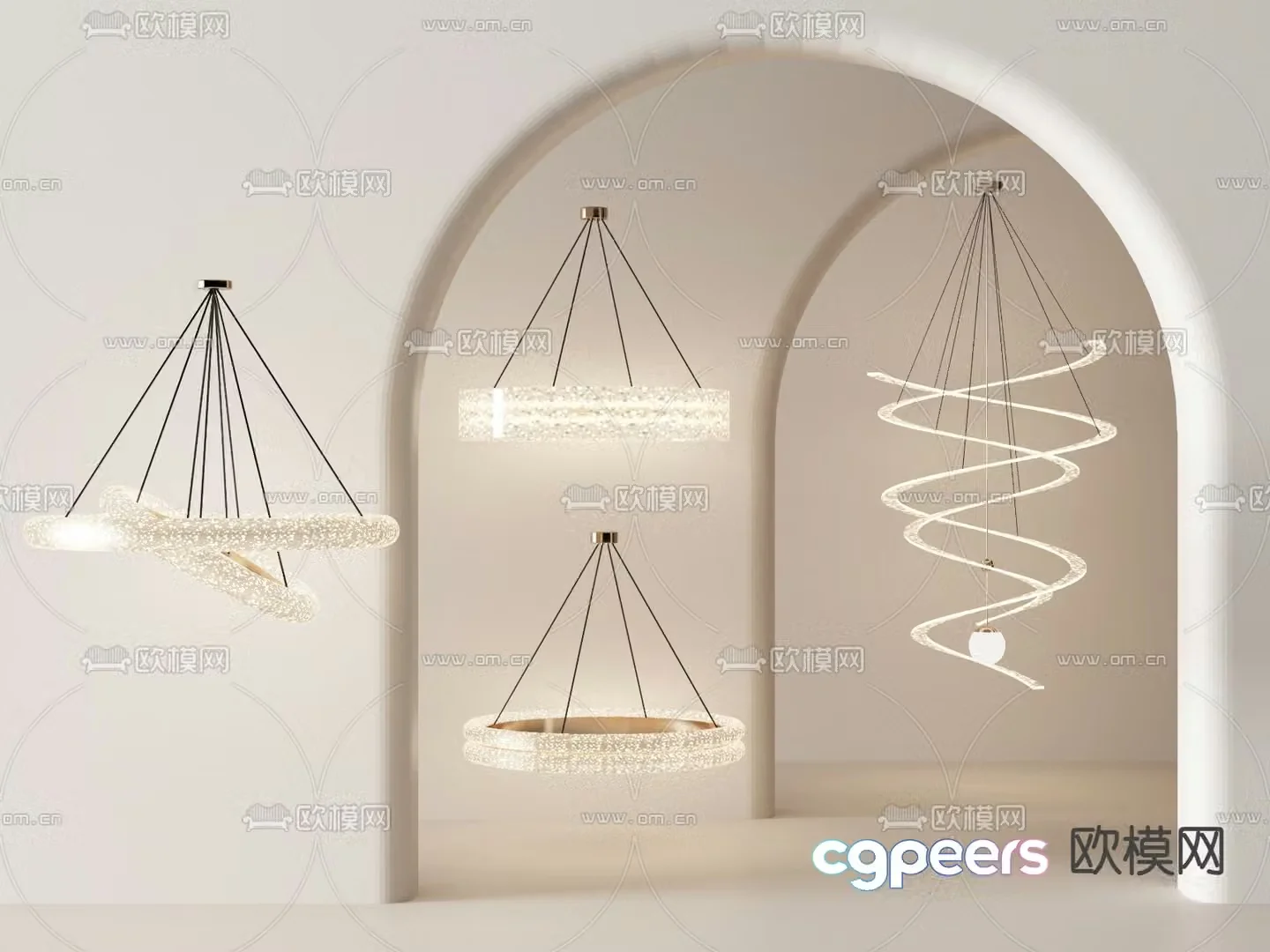 Light luxury chandelier ring chandelier 3d model
