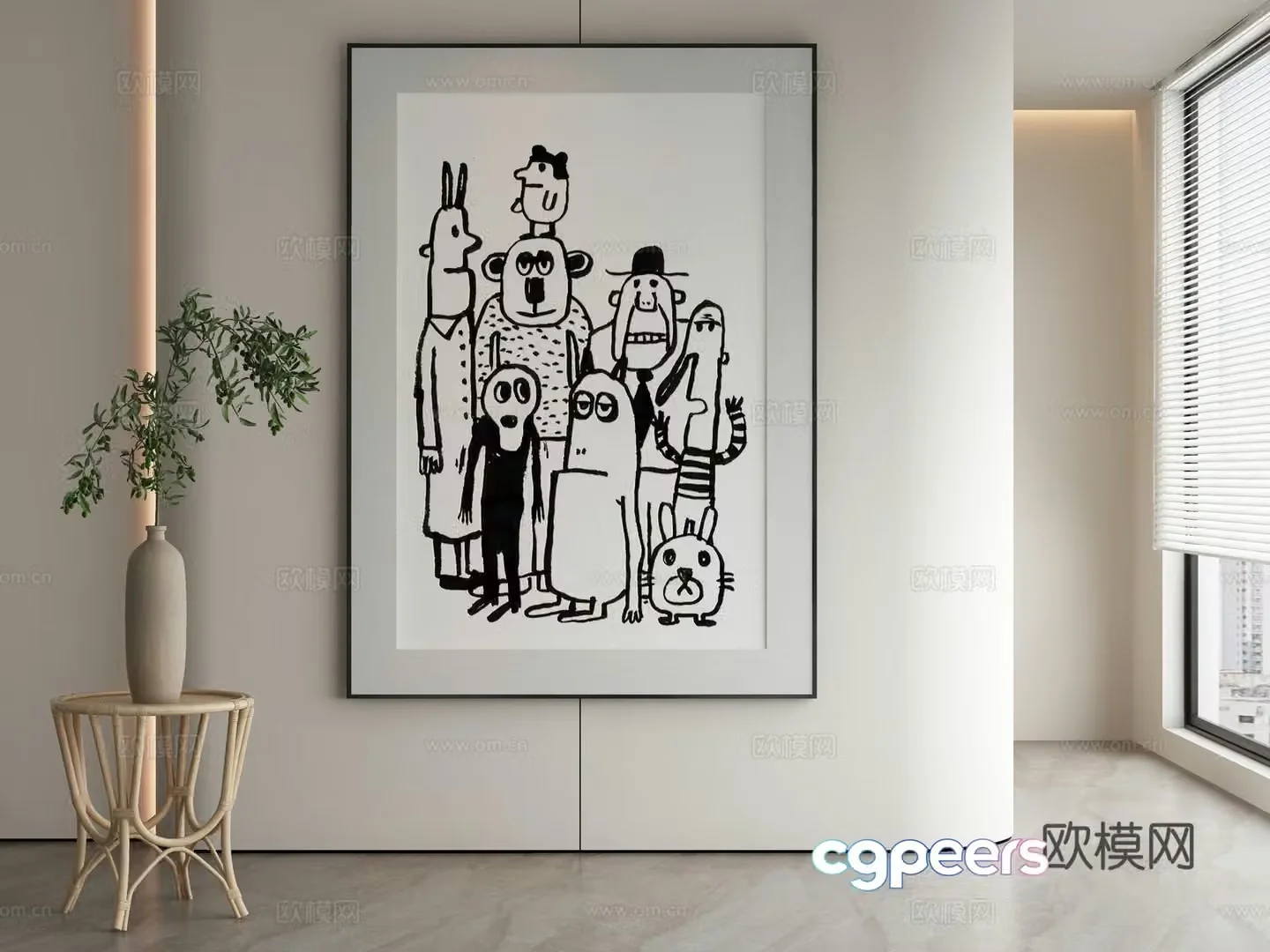 Wasabi hanging painting oil painting 3d model