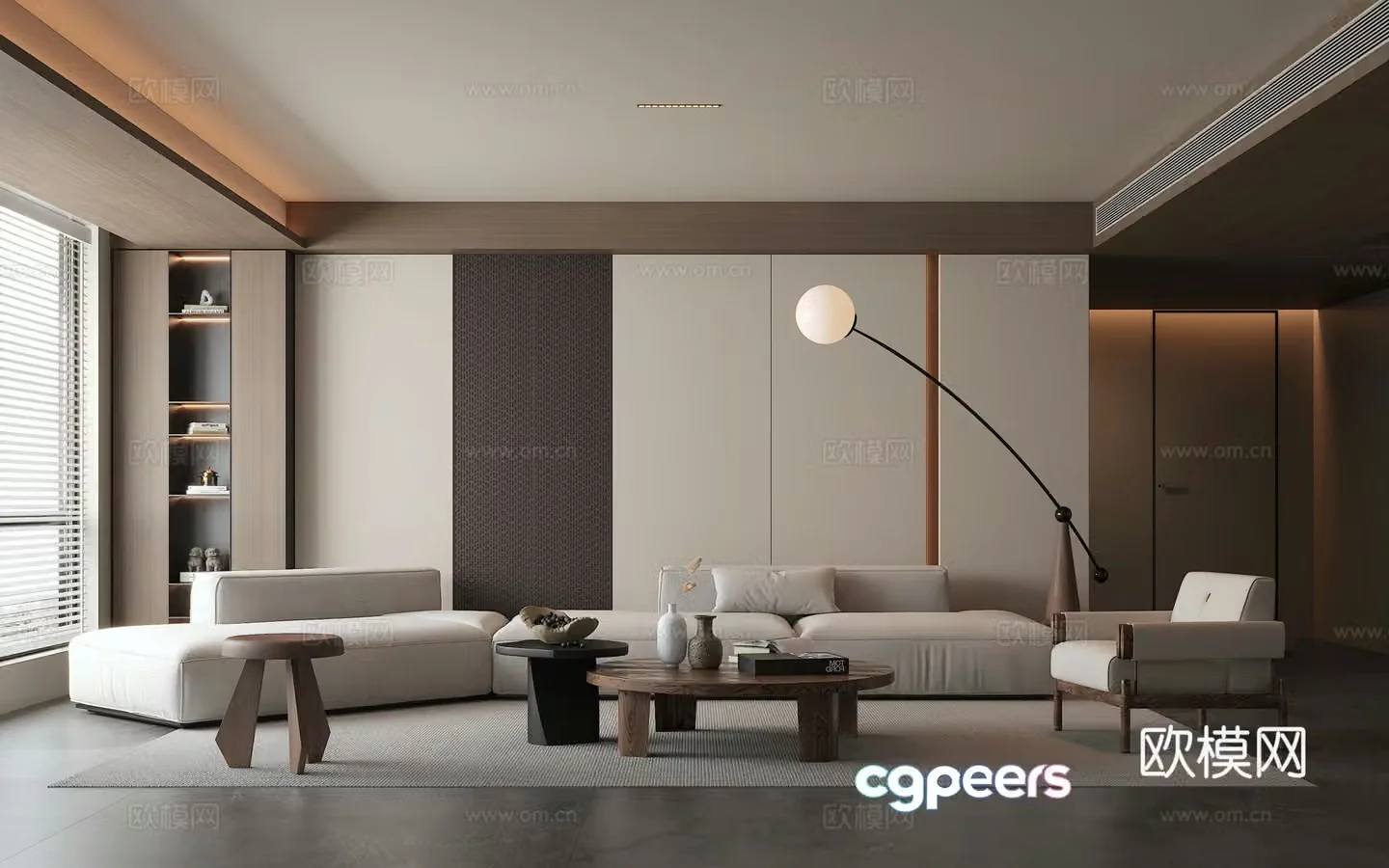Middle style living room sofa combination corner sofa special-shaped sofa 3D model