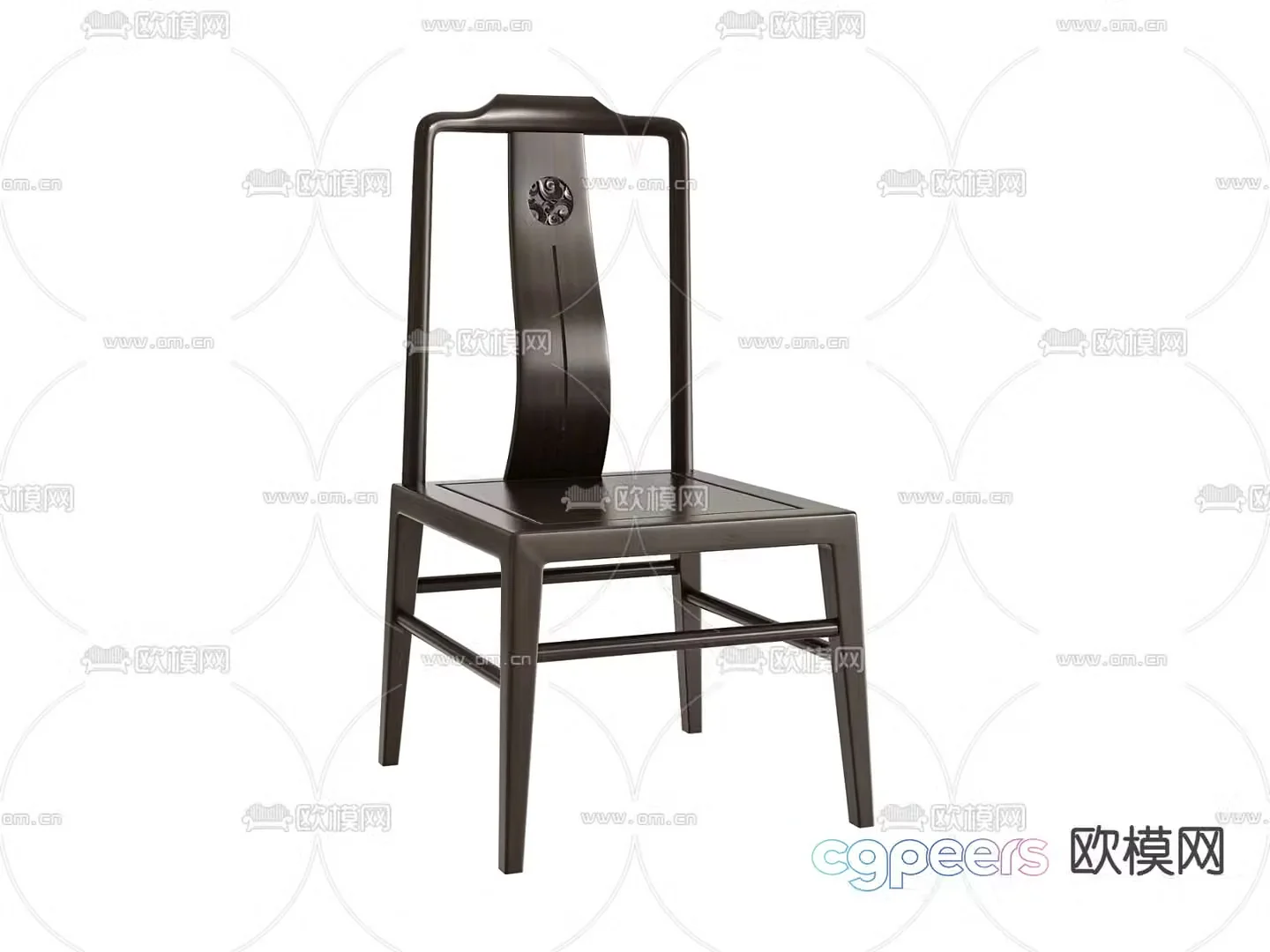 New Chinese dining chair tea chair chair 3d model
