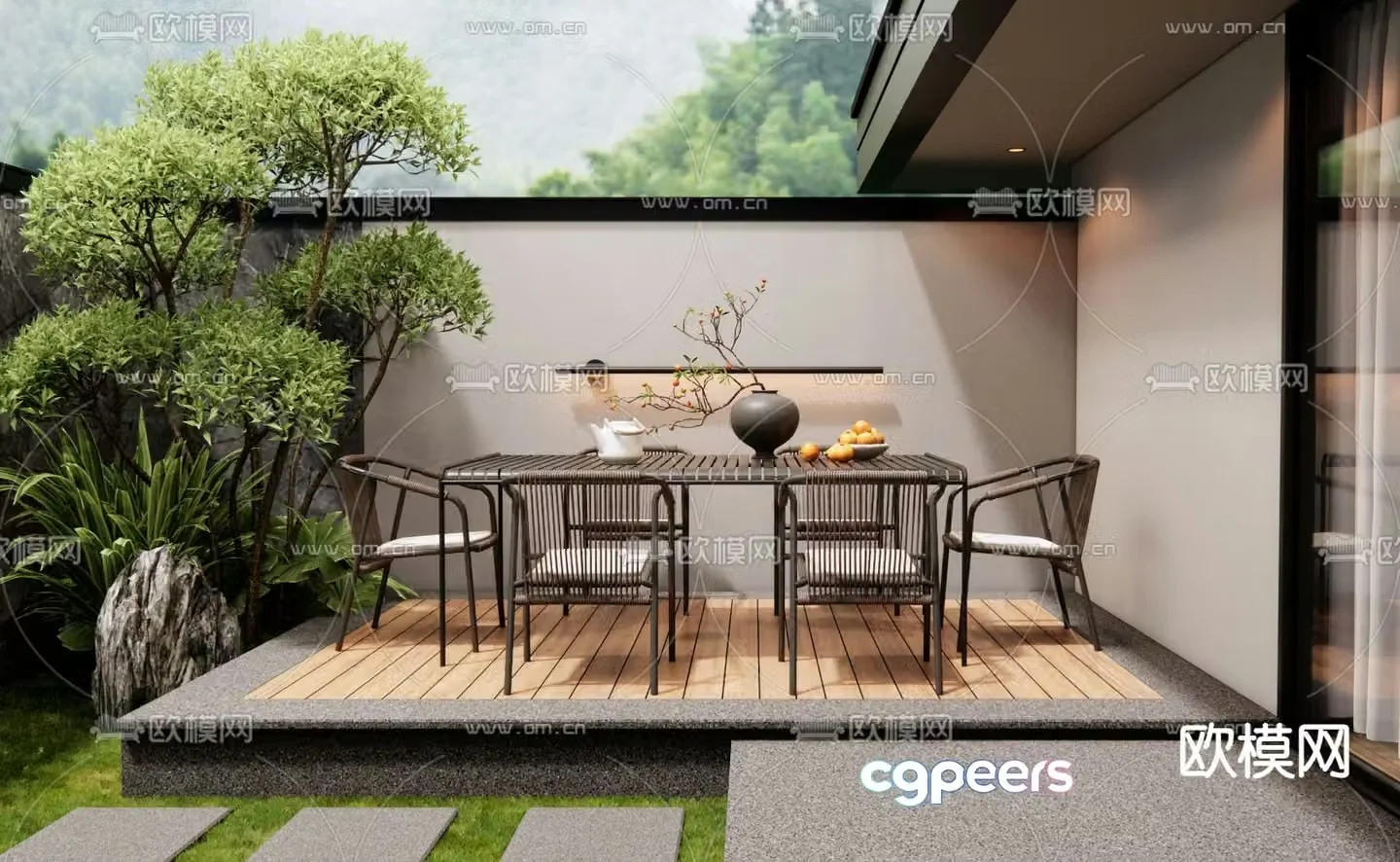 Outdoor table and chairs dining table and chairs 3d model