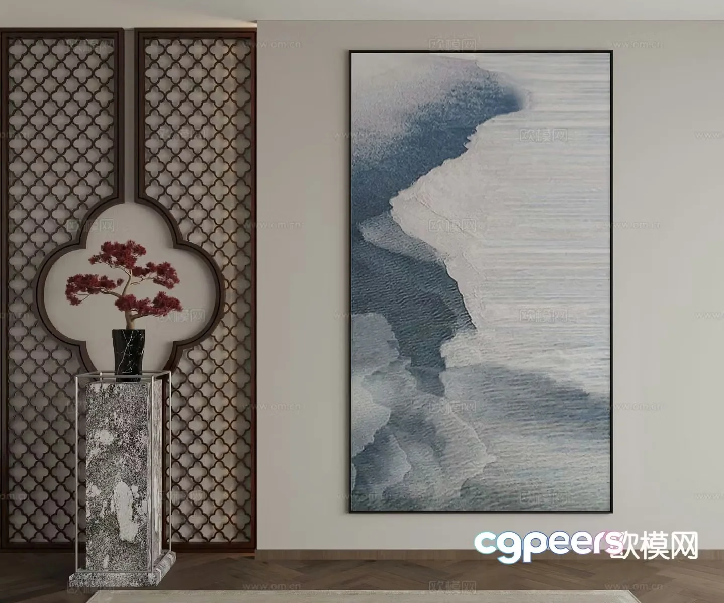 New Chinese style decorative painting art painting hanging painting 3d model