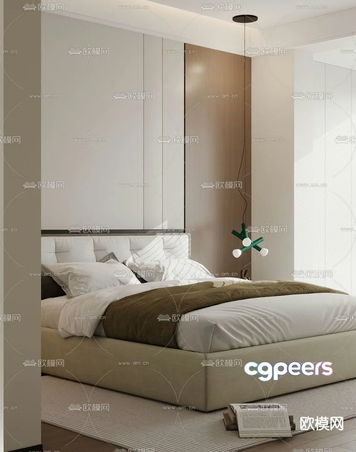 Modern double bed 3d model