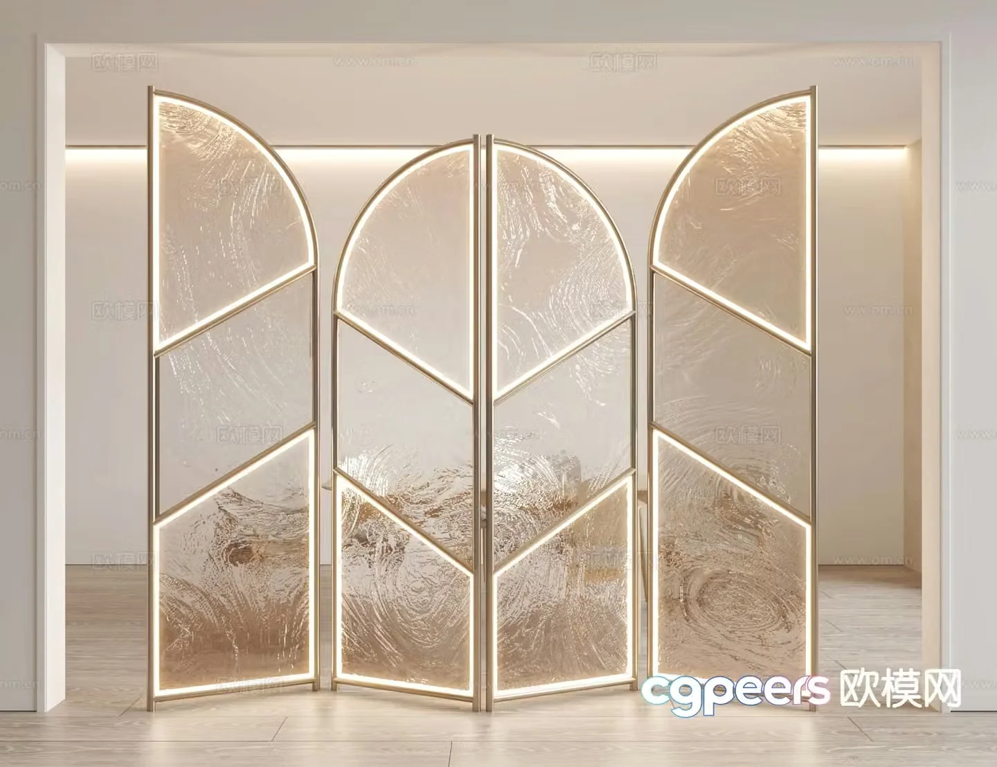 Modern glass screen folding screen 3d model