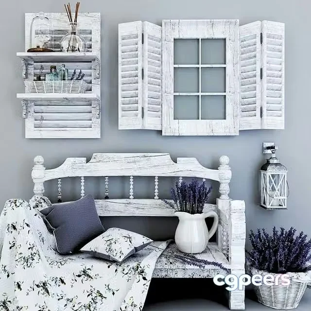 3ds Max Free – Decorative set, basket lavander