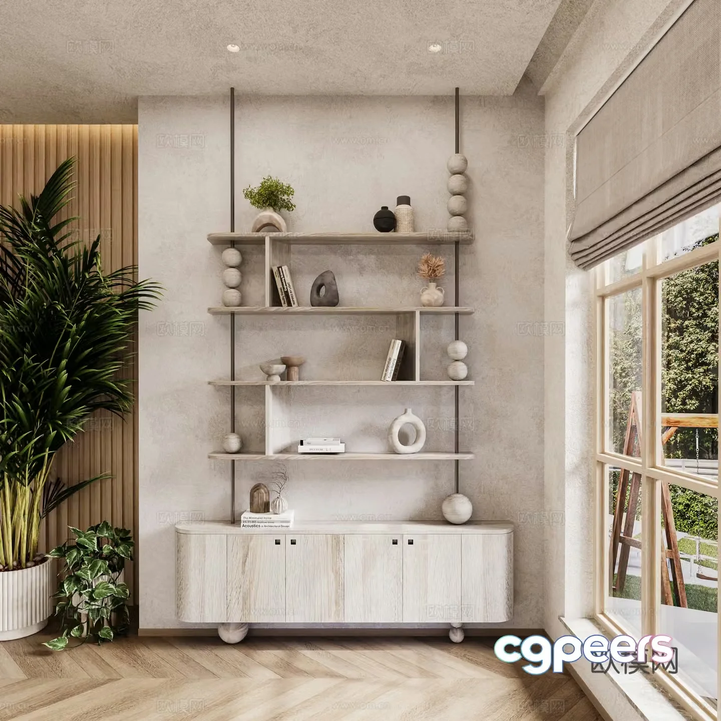 Bookshelf Display shelf Bookcase Decorative cabinet Decorative ornaments 3D model