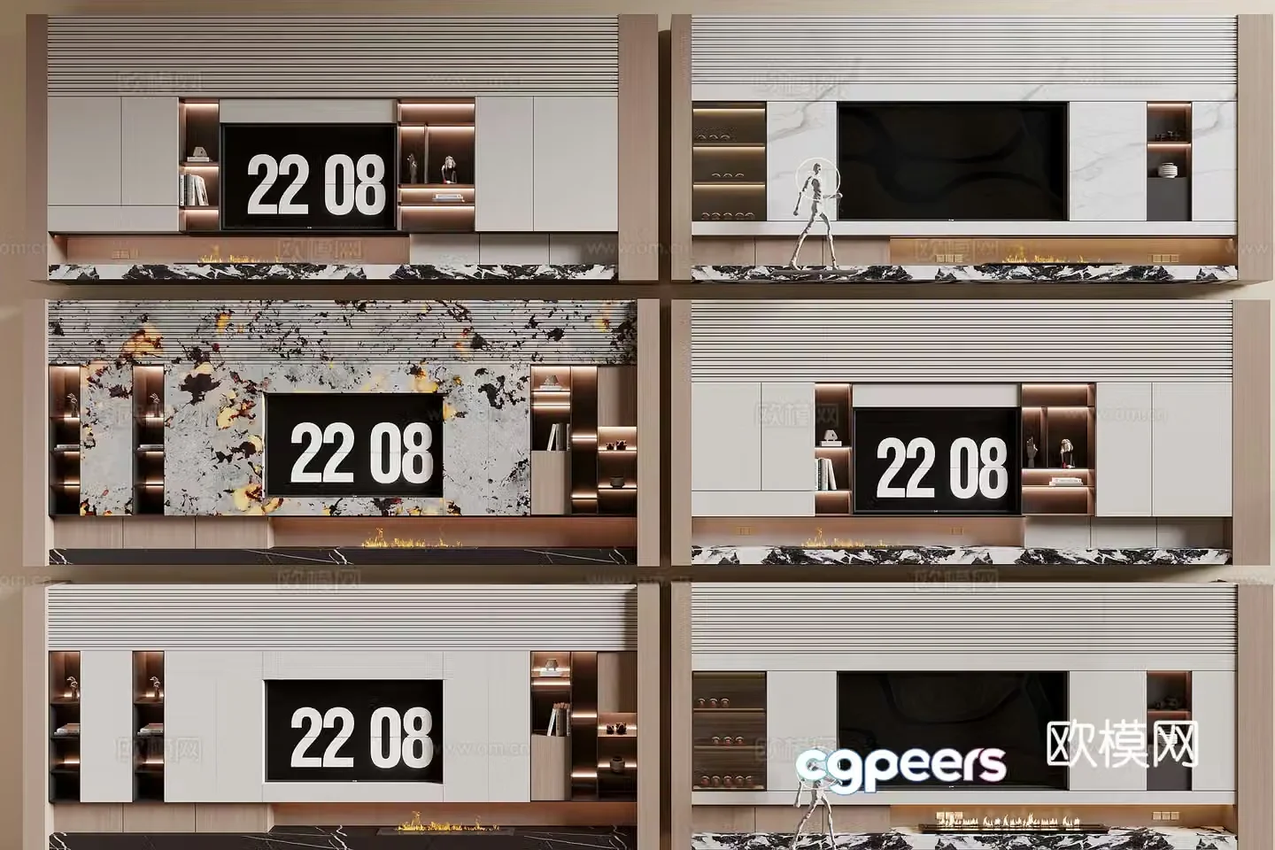 Modern TV background wall 3d model