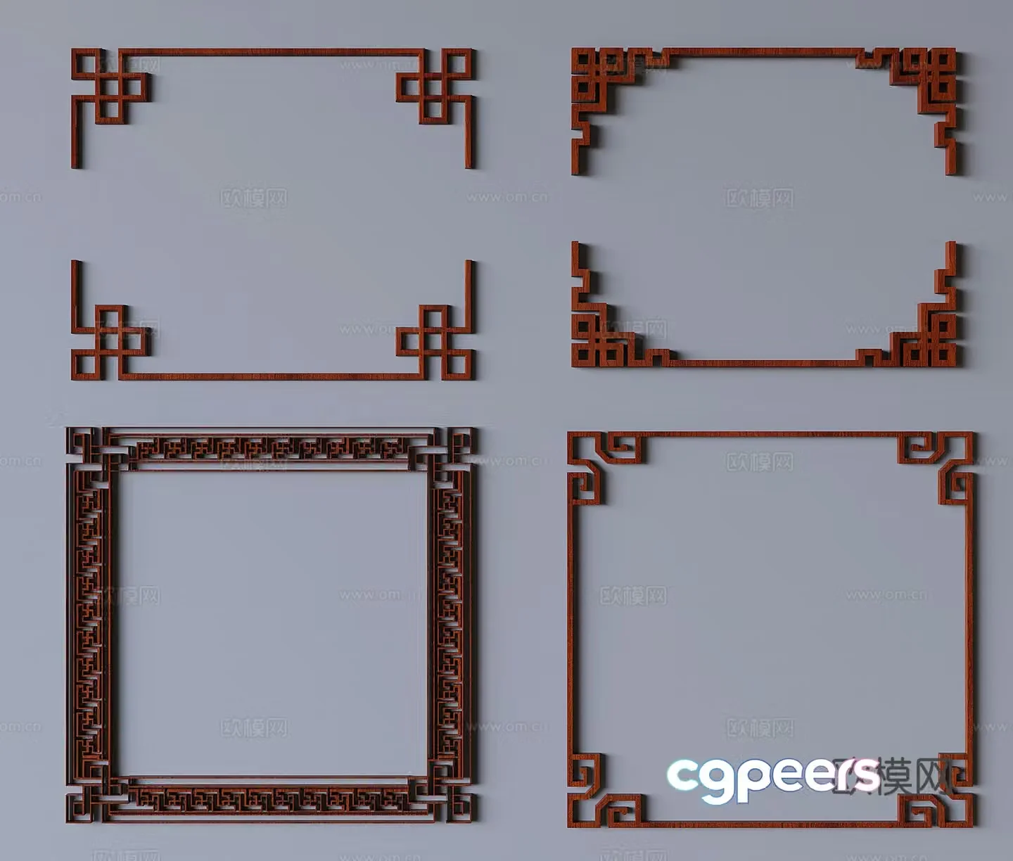 New Chinese style carved lattice top carved lines corner flower 3D model