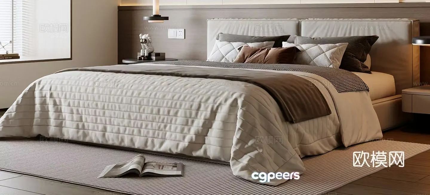 Modern double bed 3d model