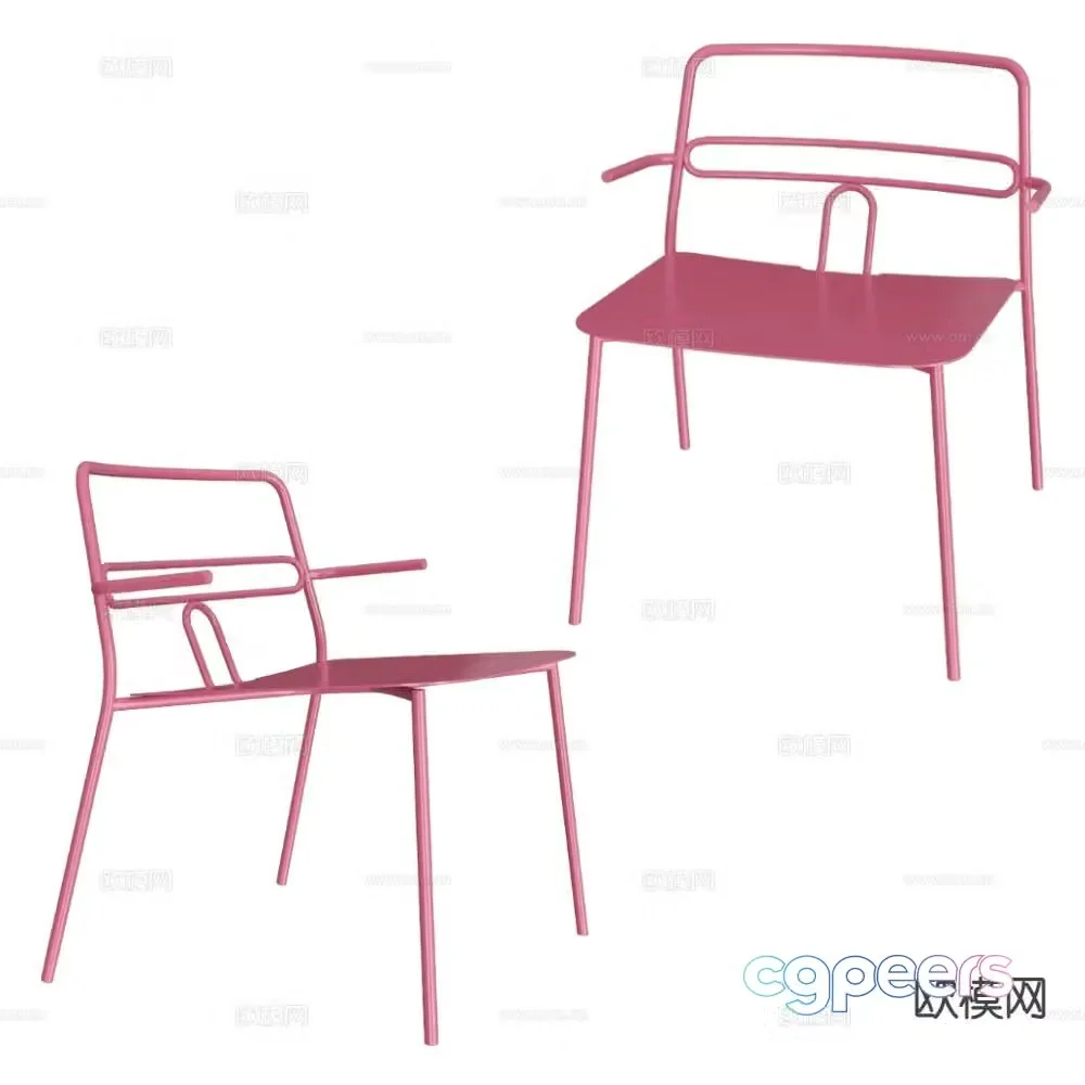 Castil outdoor chair dining chair iron chair 3d model