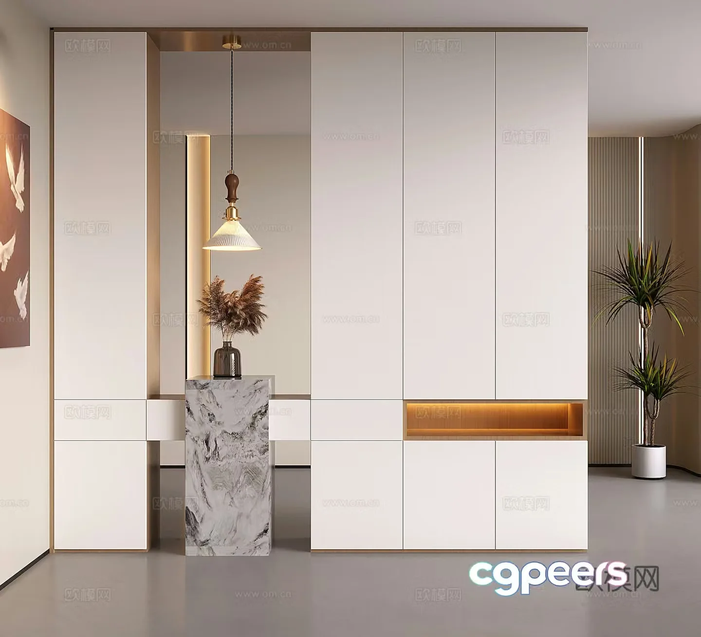 Modern porch shoe cabinet partition shoe cabinet decorative shoe cabinet functional porch entrance porch 3D model
